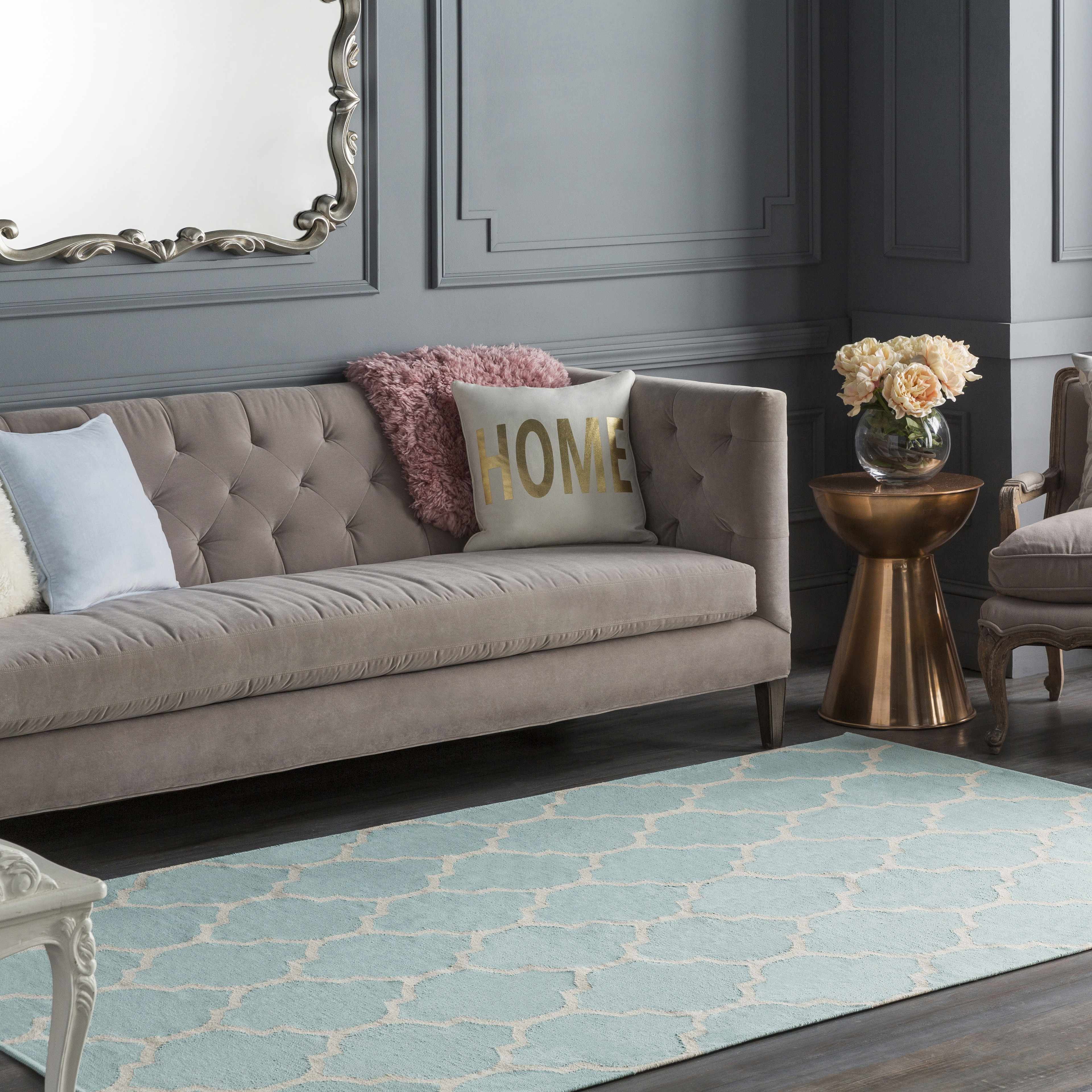 Ragan Ice Blue Trellis Cotton Rug - Clearance - Image 5