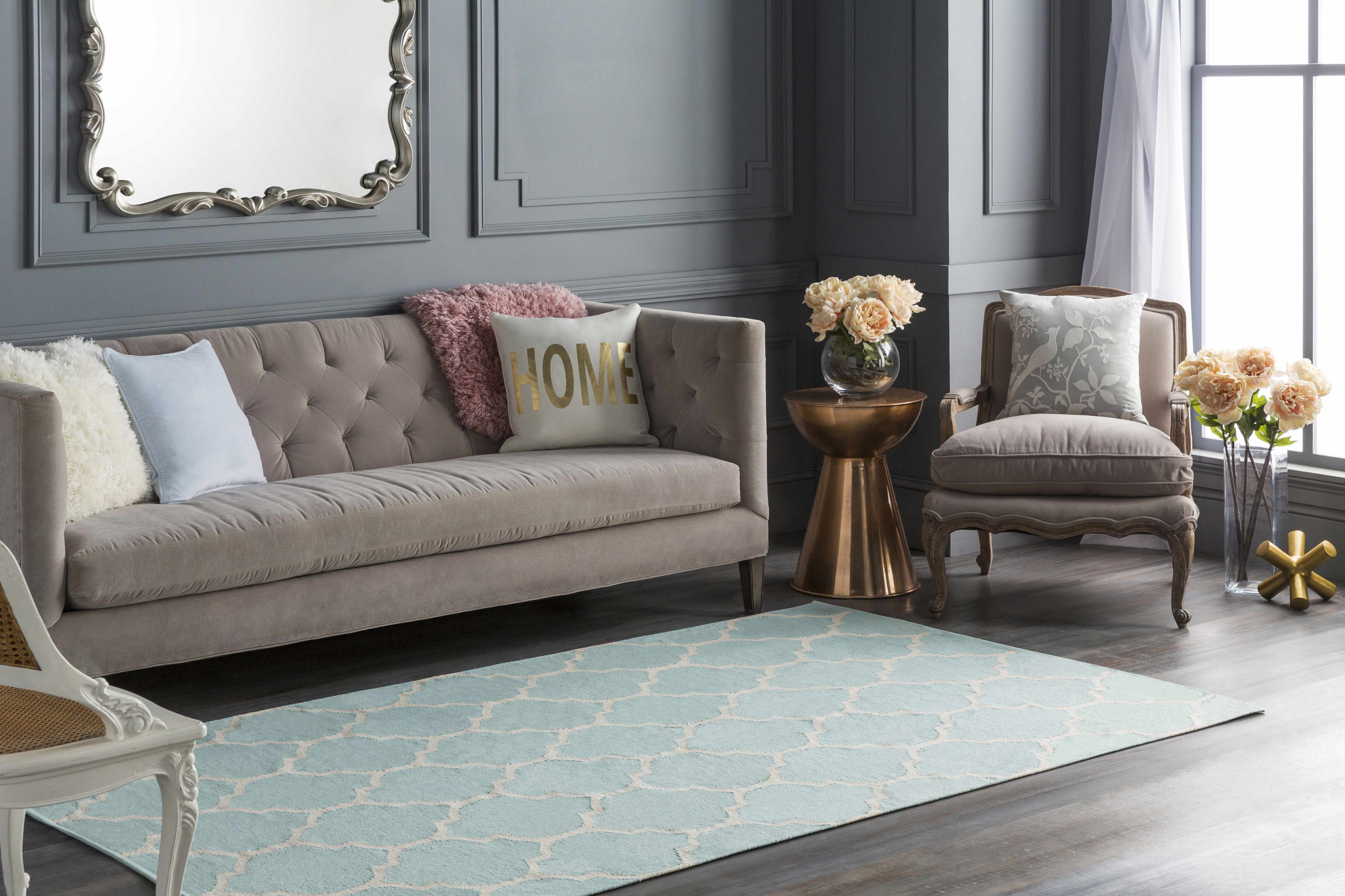 Ragan Ice Blue Trellis Cotton Rug - Clearance - Image 6