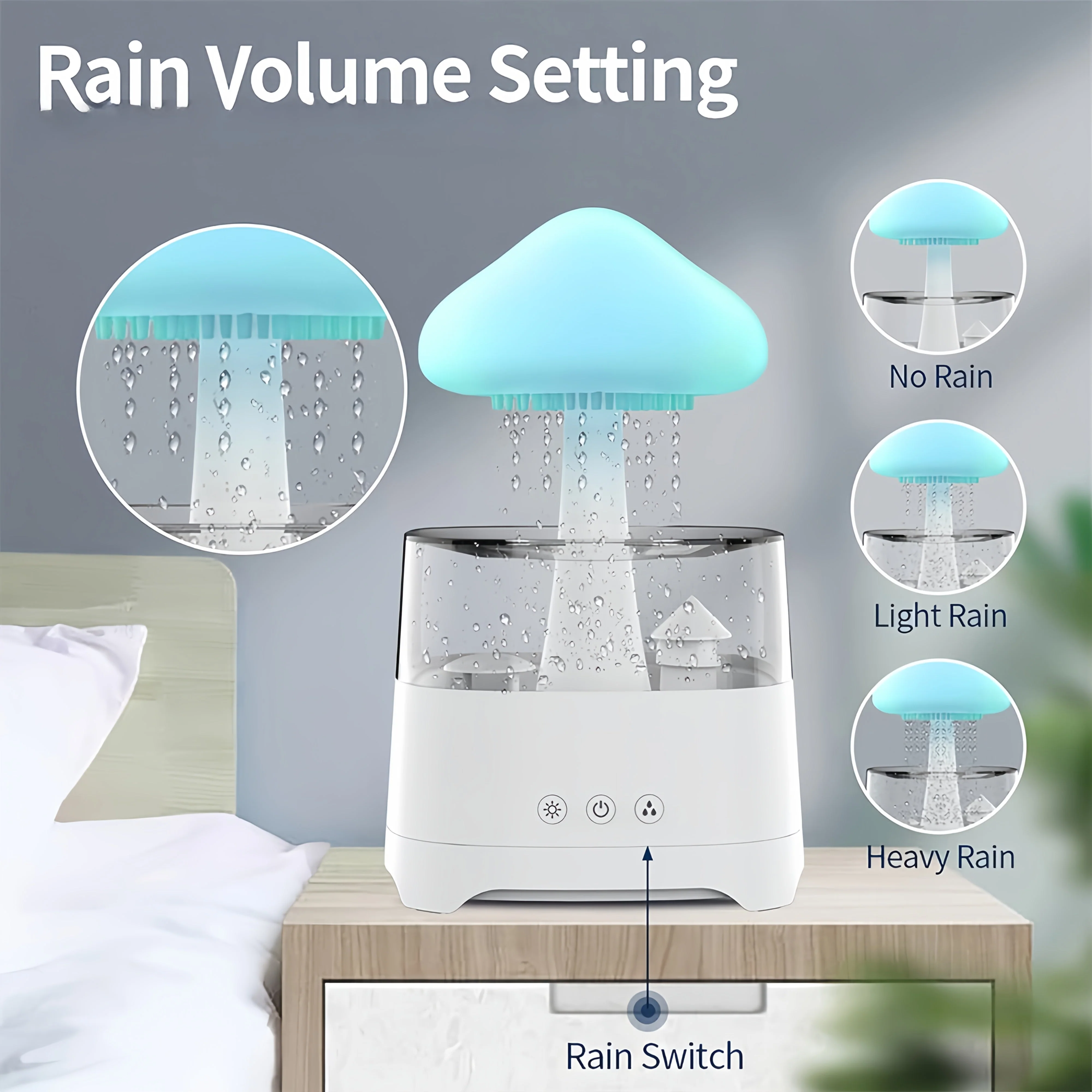 Rain Cloud Humidifier – 7-Color Aromatherapy Diffuser with Remote for Bedroom - Image 3
