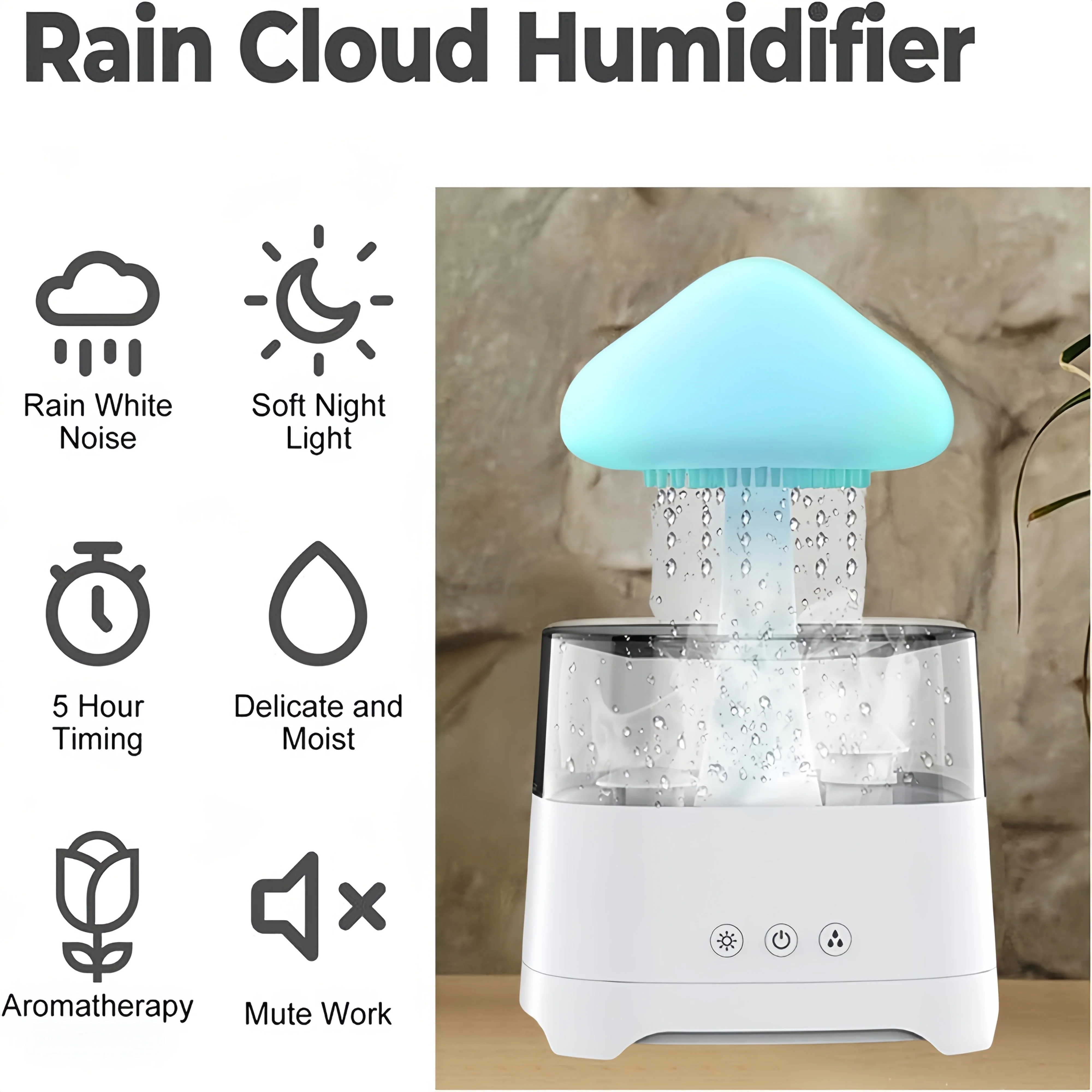Rain Cloud Humidifier – 7-Color Aromatherapy Diffuser with Remote for Bedroom - Image 7