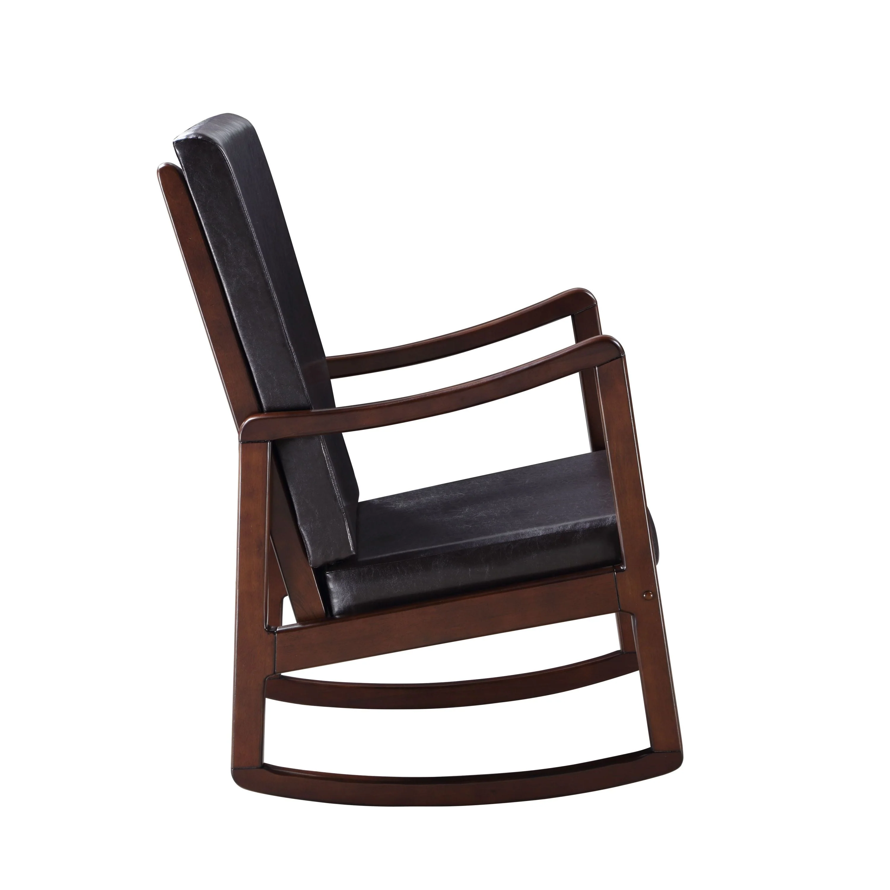 Raina Dark Brown Synthetic Leather & Espresso Finish Rocking Chair - Image 3