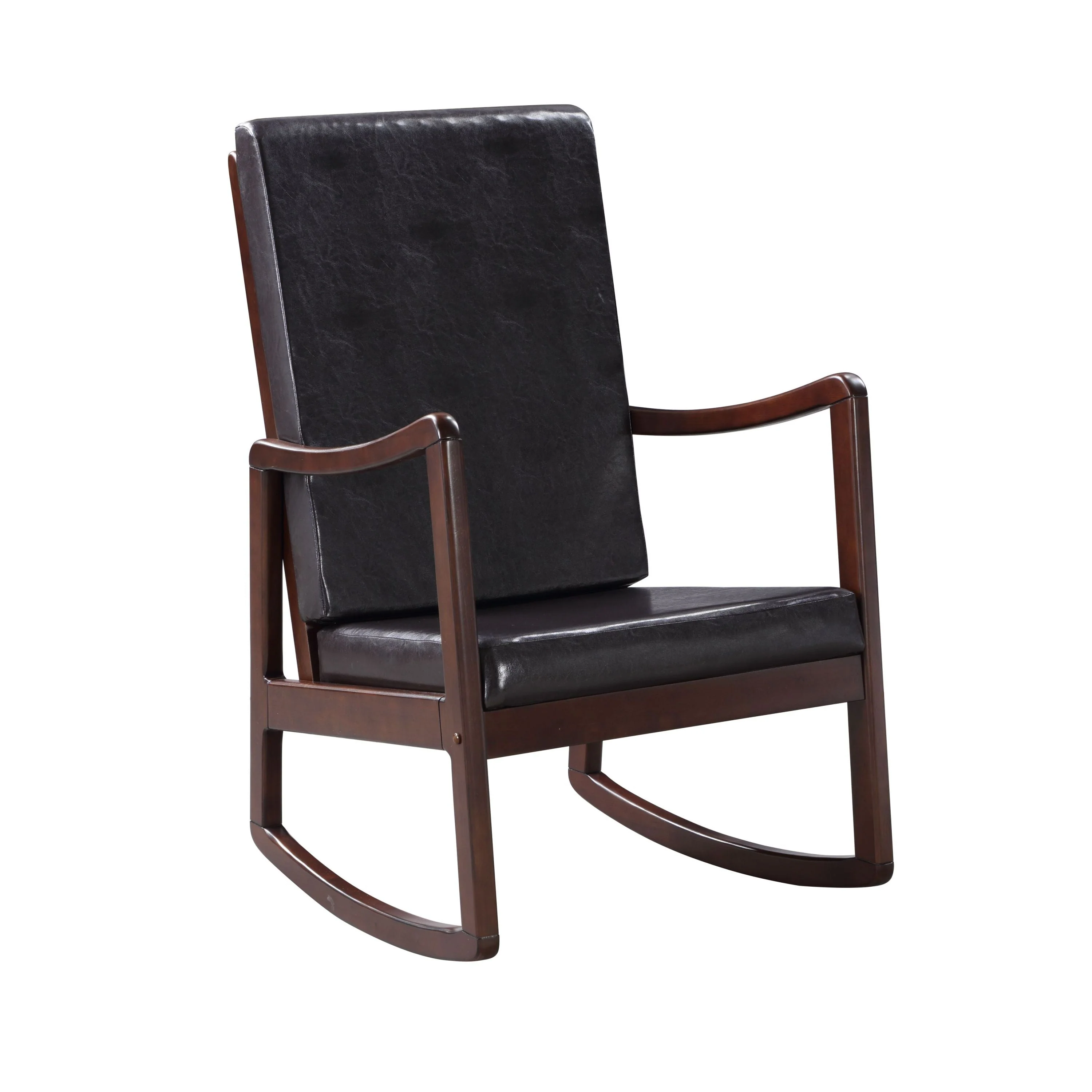 Raina Dark Brown Synthetic Leather & Espresso Finish Rocking Chair - Image 4