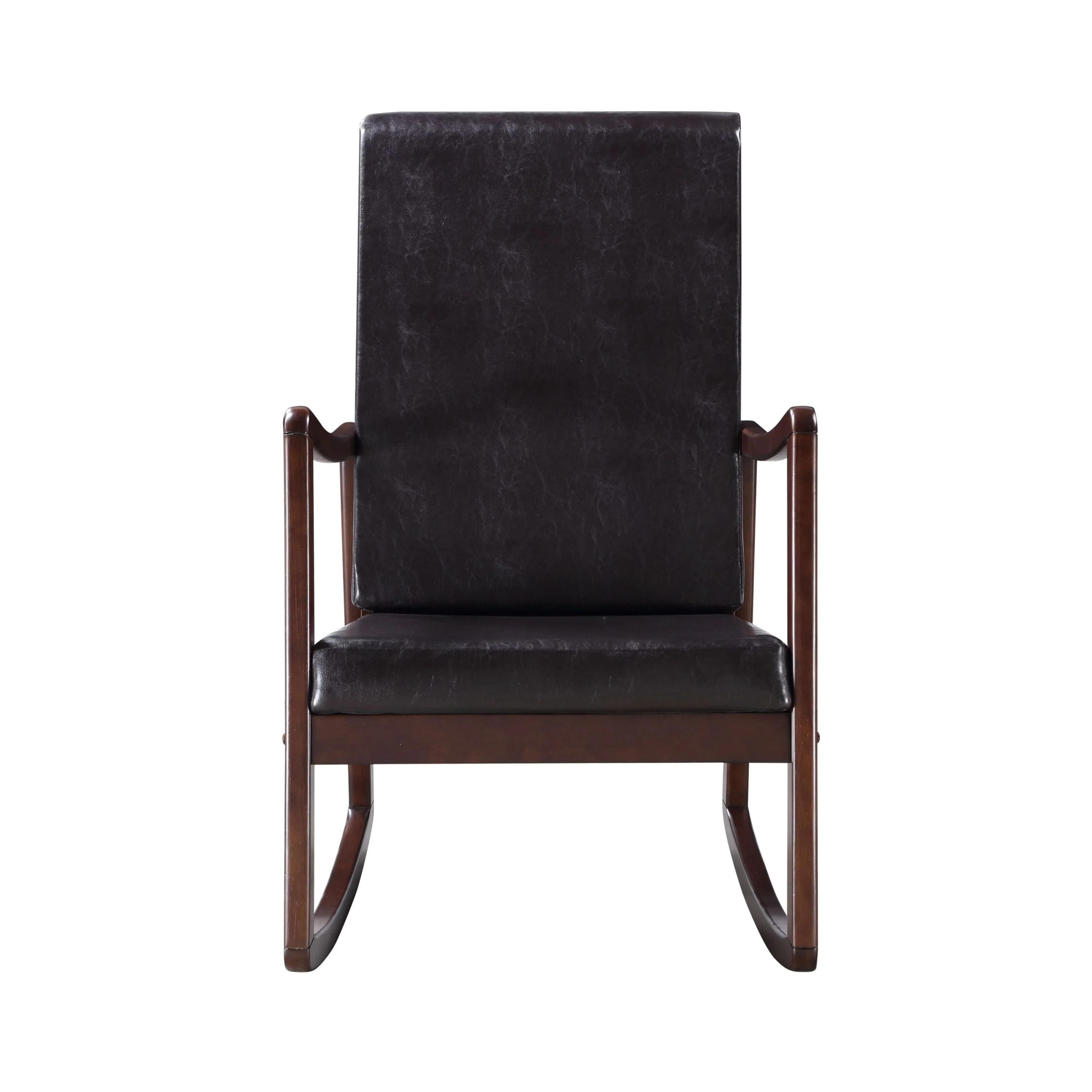 Raina Dark Brown Synthetic Leather & Espresso Finish Rocking Chair - Image 6