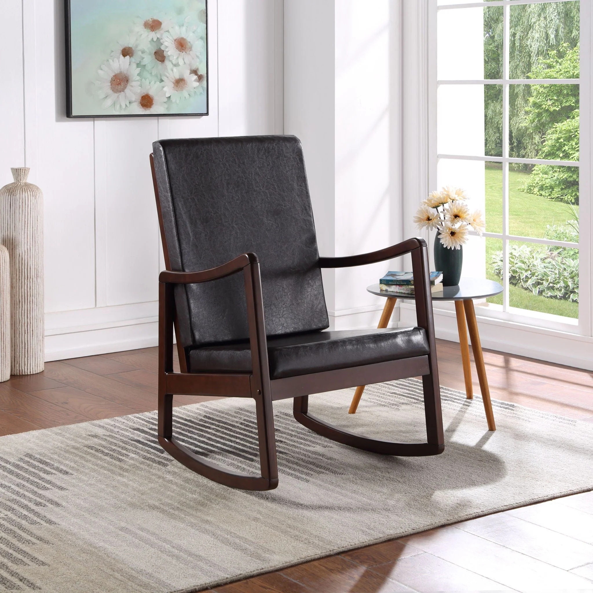 Raina - Synthenic Leather Rocking Chair - Espresso - Image 3