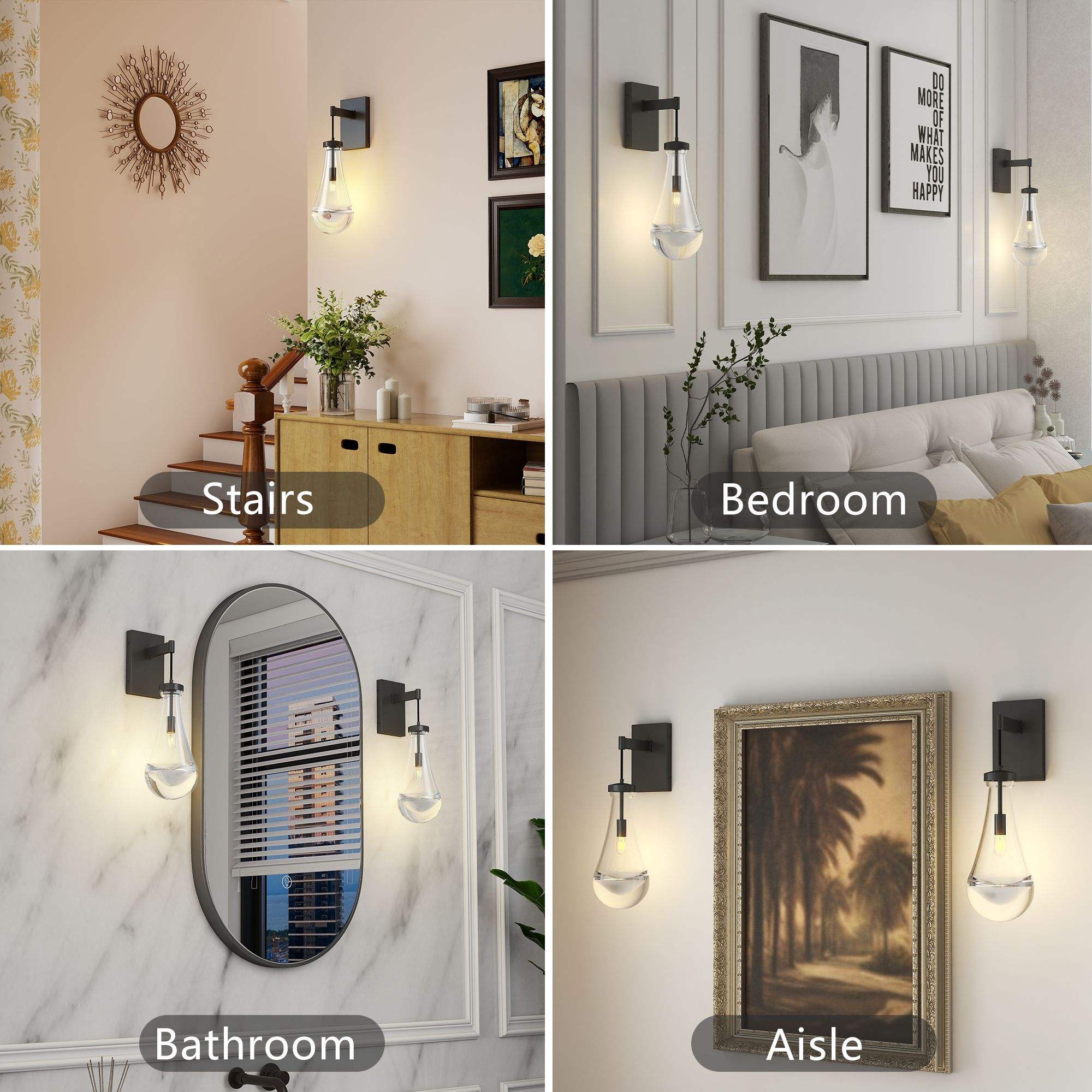 Raindrop Glass Wall Sconce E12 Dimmable 17.75" Modern Light Fixture - Image 7