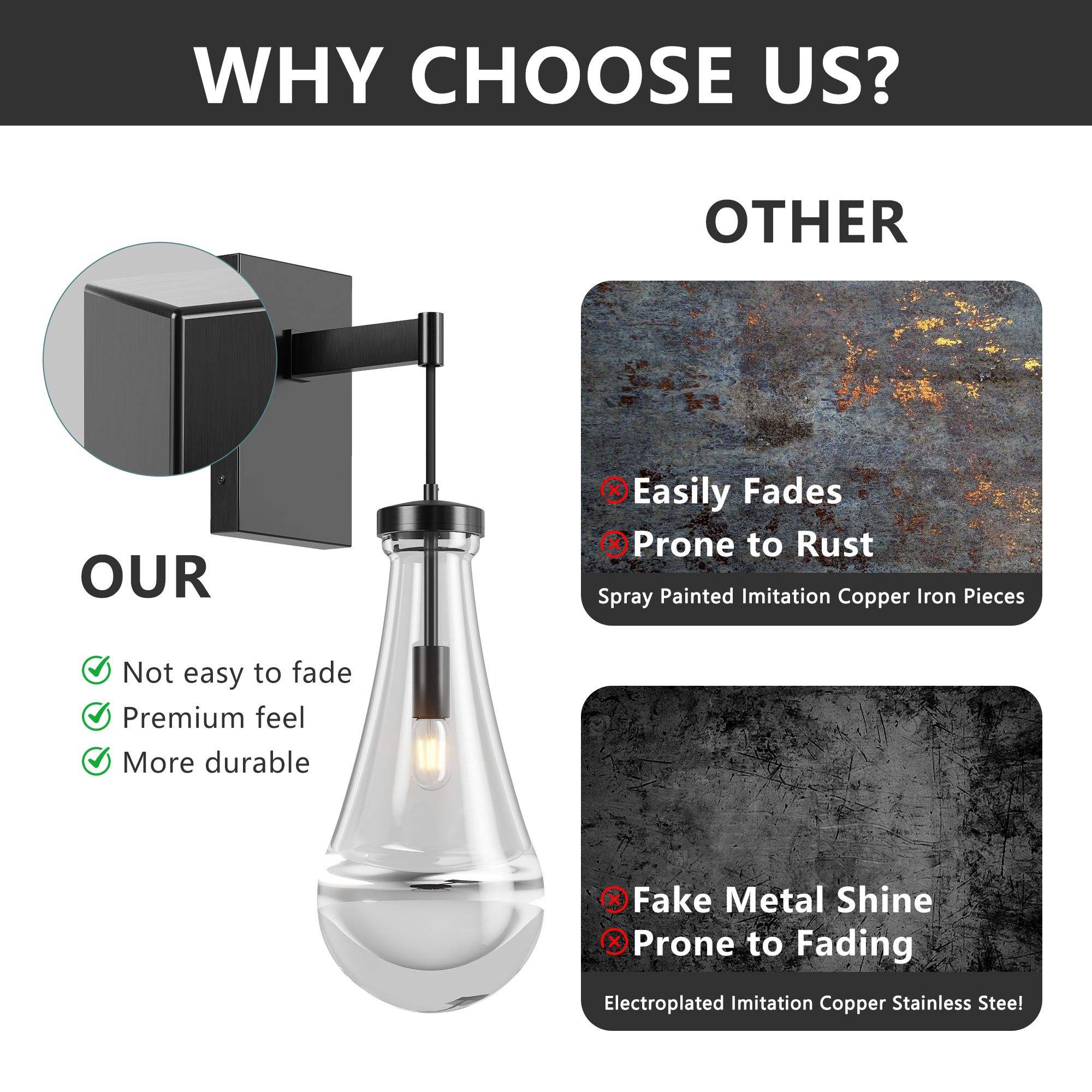 Raindrop Glass Wall Sconce E12 Dimmable 17.75" Modern Light Fixture - Image 8