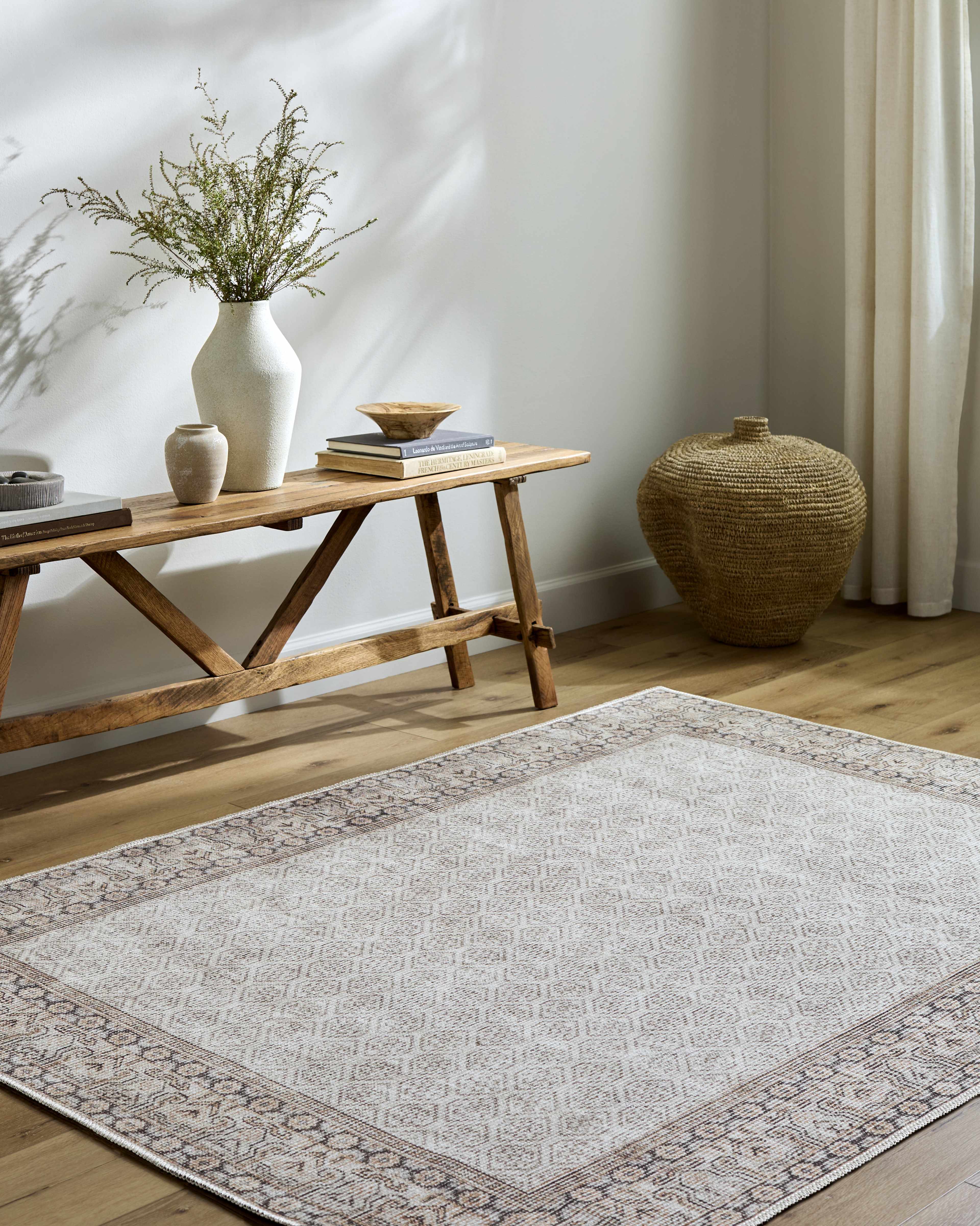 Rainier Cottage Border Beige Washable Rug | Our PNW Home X Livabliss - Image 2