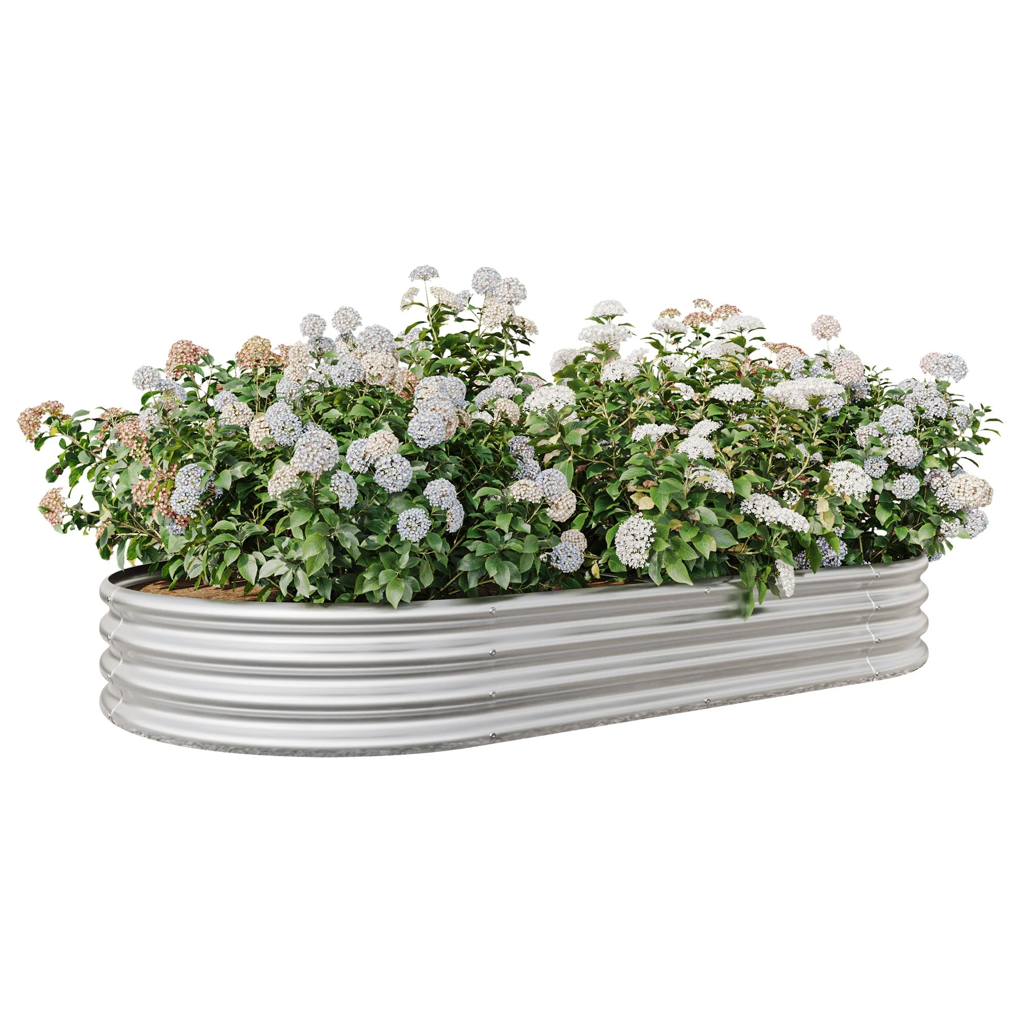 Raised Garden Bed Outdoor Oval Large Metal Planter Bed - Silver - Image 10