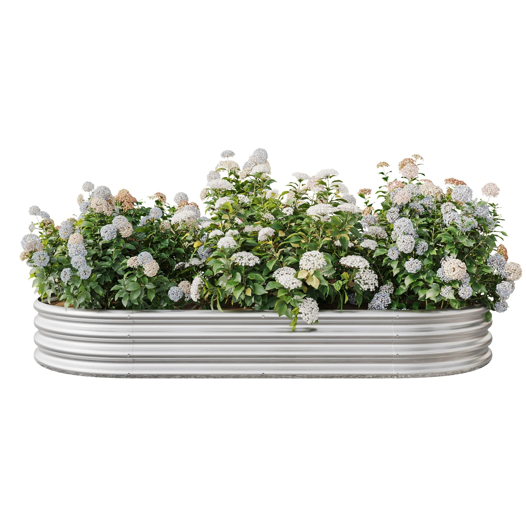 Raised Garden Bed Outdoor Oval Large Metal Planter Bed - Silver - Image 11