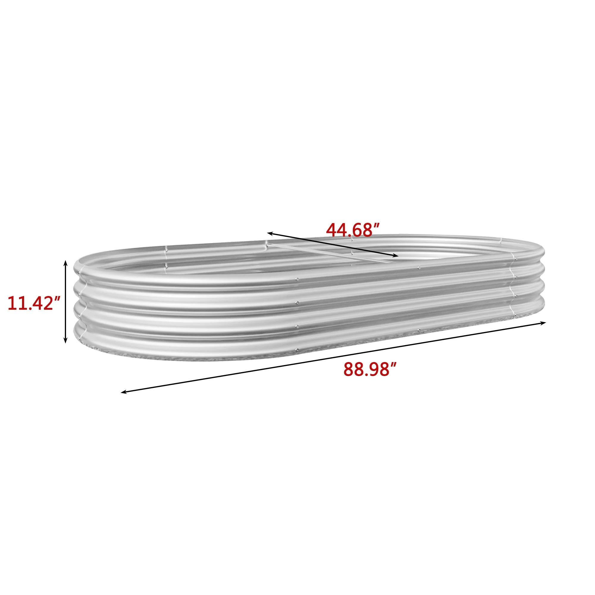 Raised Garden Bed Outdoor Oval Large Metal Planter Bed - Silver - Image 12