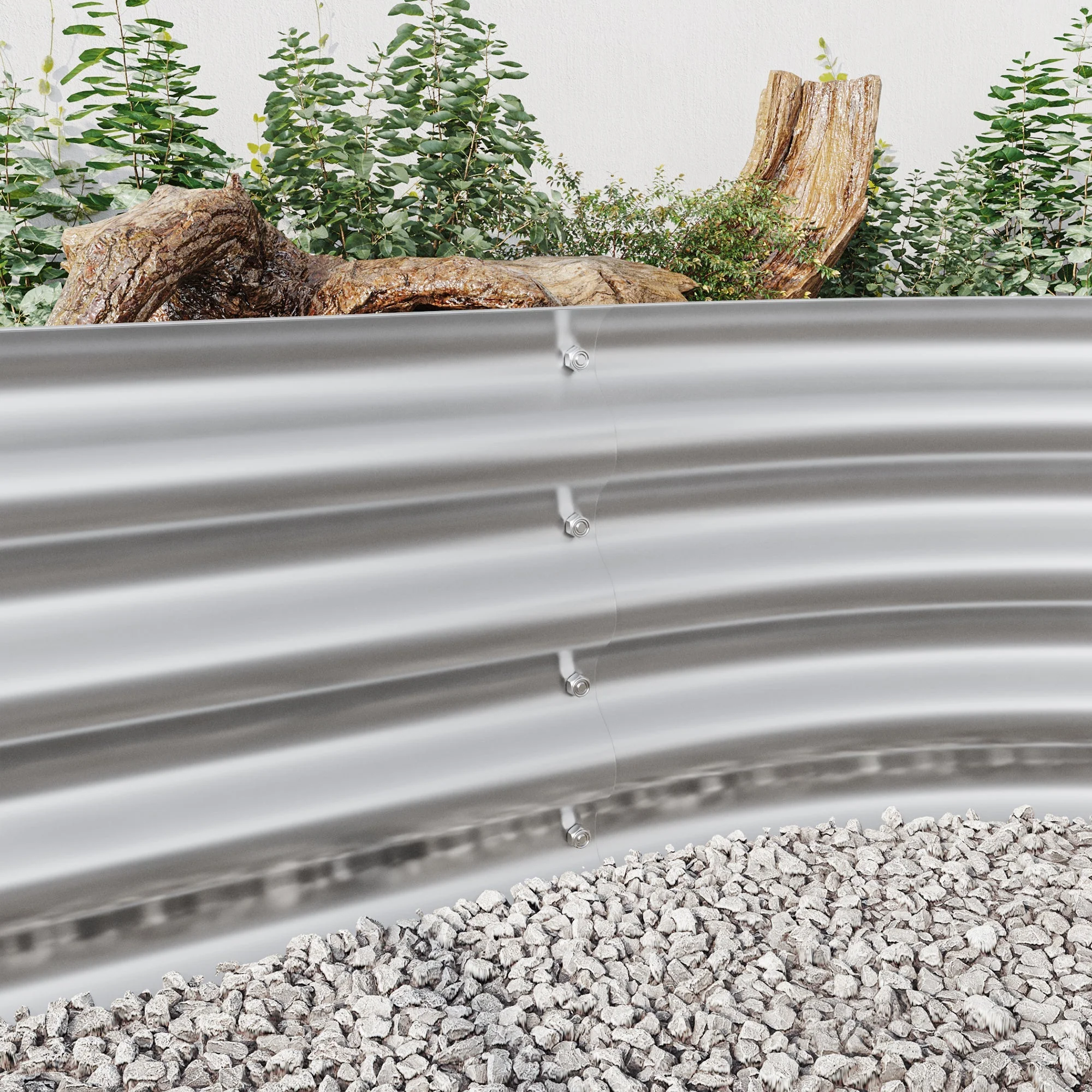 Raised Garden Bed Outdoor Oval Large Metal Planter Bed - Silver - Image 3