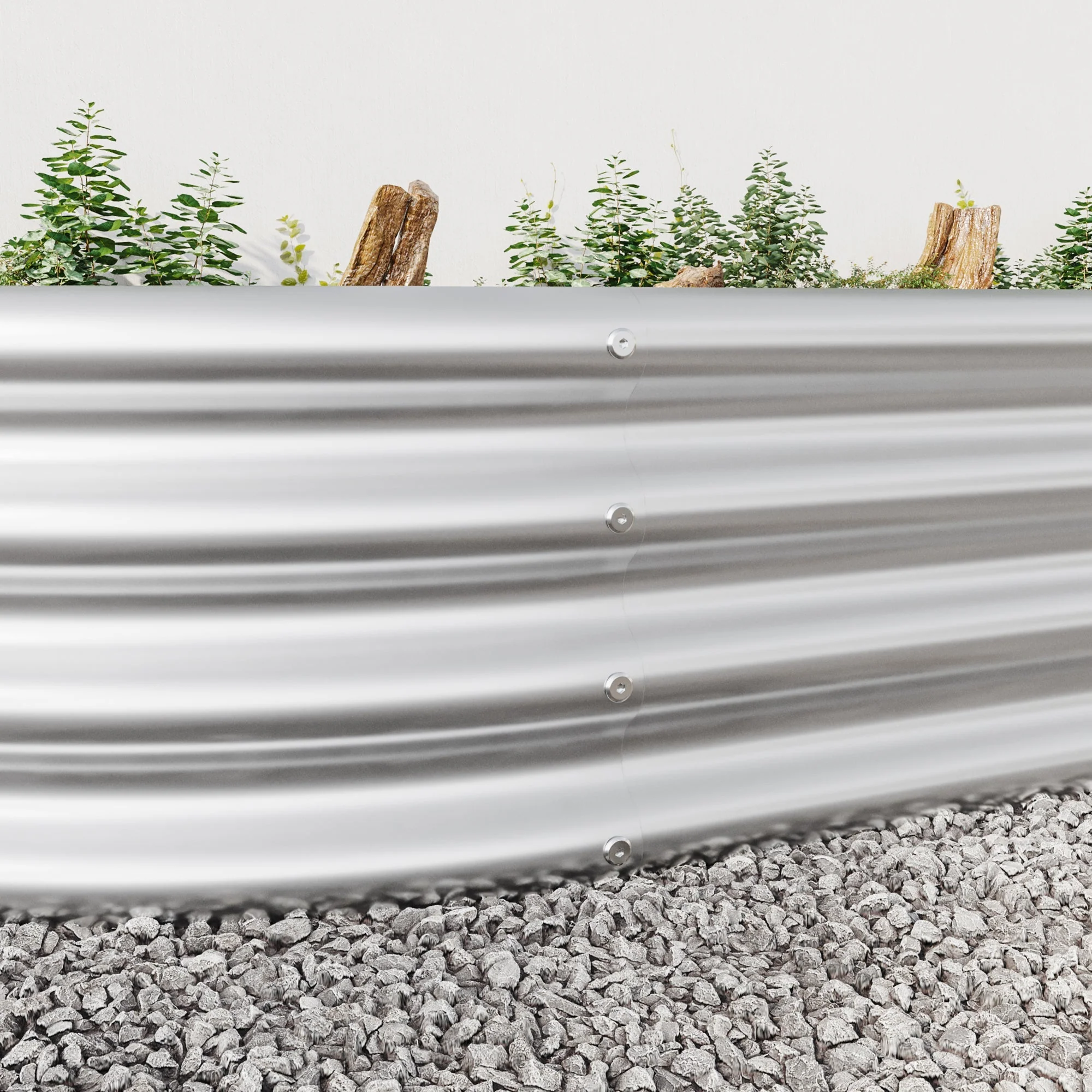 Raised Garden Bed Outdoor Oval Large Metal Planter Bed - Silver - Image 7