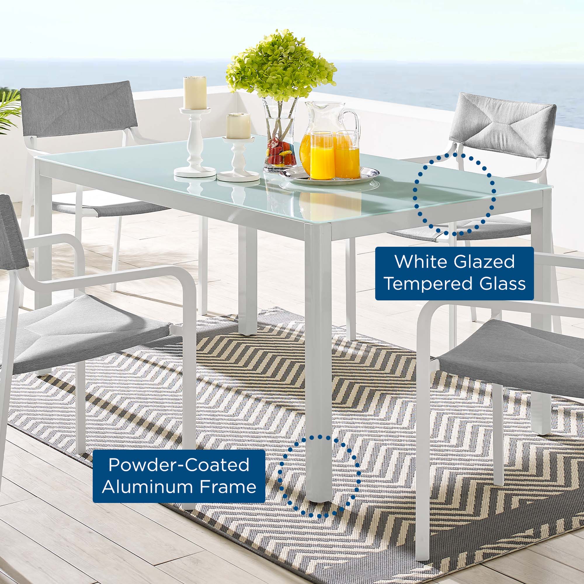 Raleigh 59" Outdoor Patio Aluminum Dining Table by Modway - Image 6