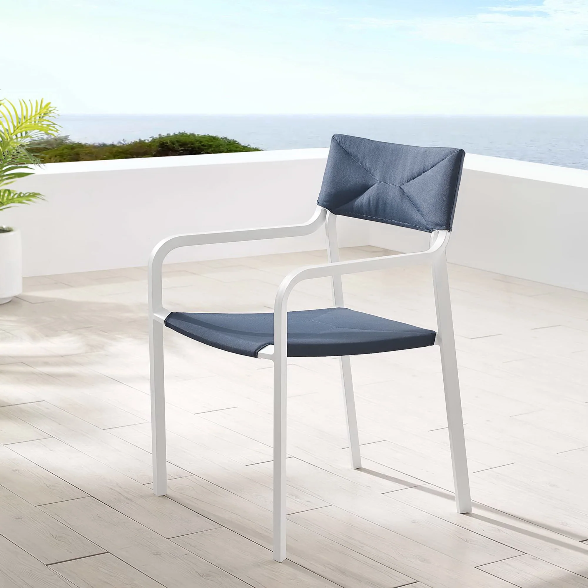 Raleigh Stackable Outdoor Patio Aluminum Dining Armchair by Modway - Image 6