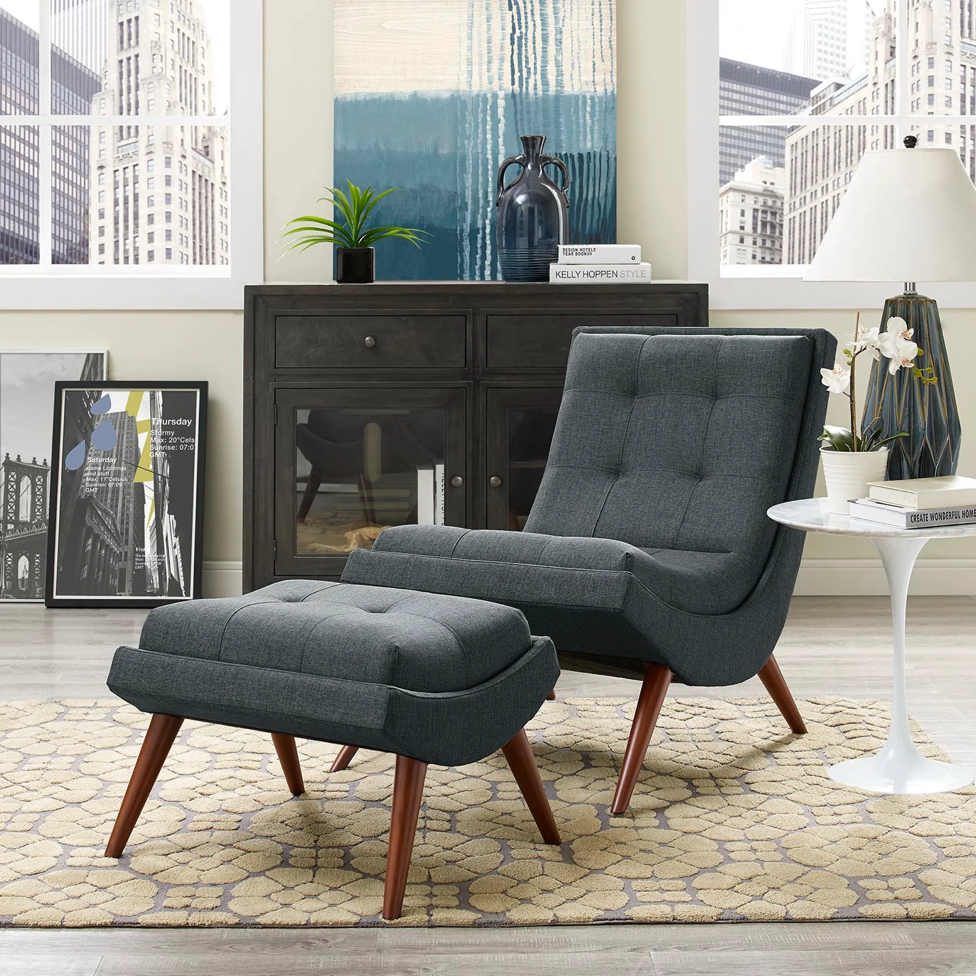 Ramp Upholstered Fabric Lounge Chair Set by Modway - Image 4