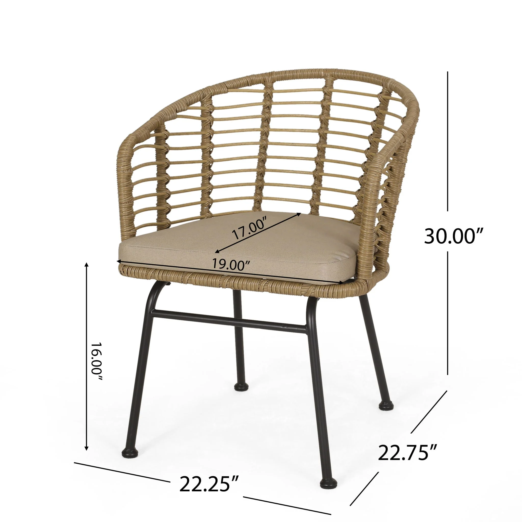 Randy Modern Wicker Chair With Water Resistant Cushions - Brown / Beige - Image 2