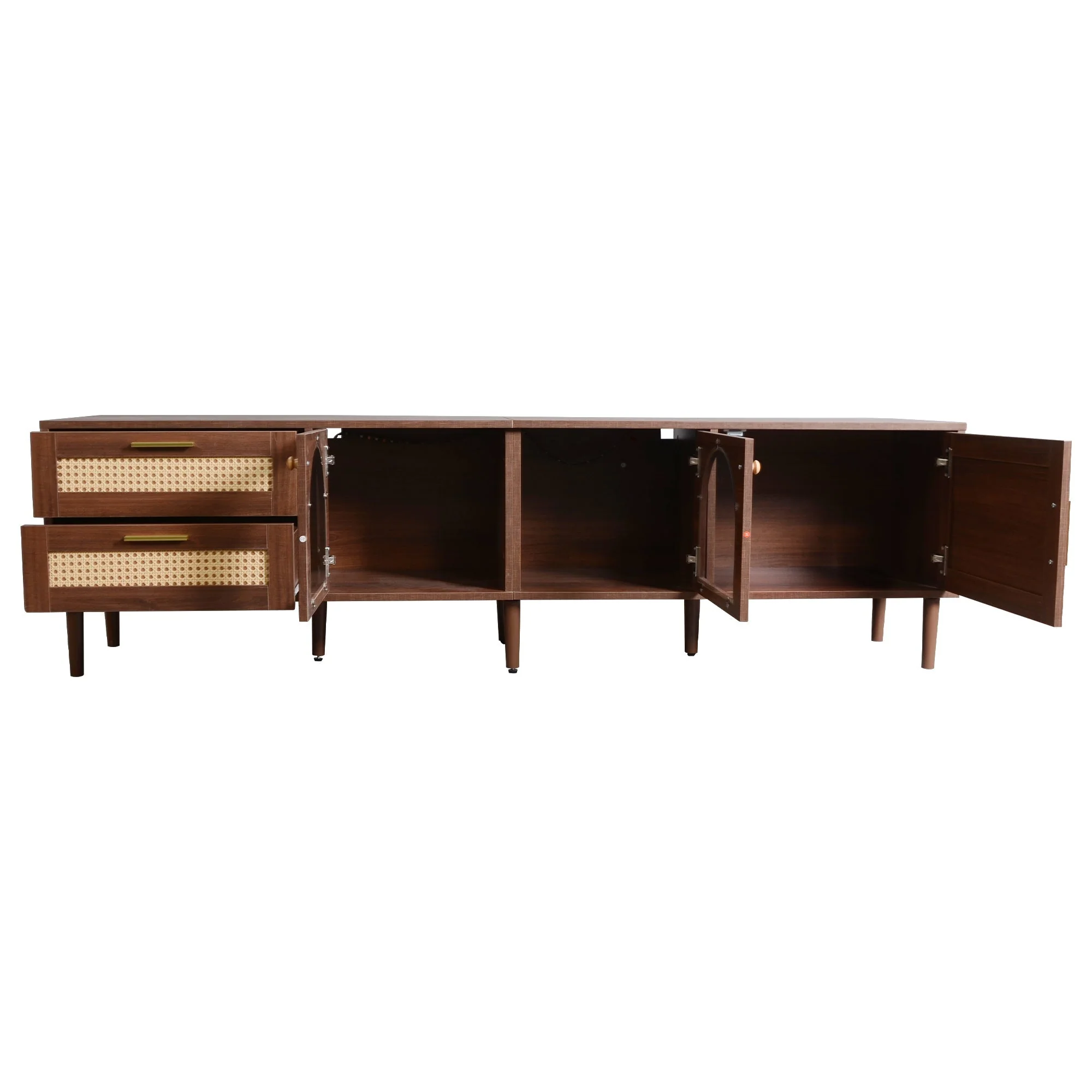 Rattan TV Stand with 3 Cabinets & 2 Drawers - Image 19