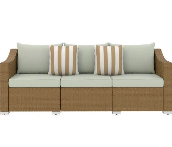 Rattan Wicker Seater Patio Couch with Cushions and Throw Pillows - Image 2