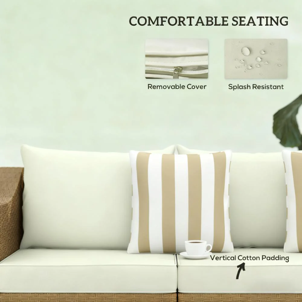 Rattan Wicker Seater Patio Couch with Cushions and Throw Pillows - Image 5