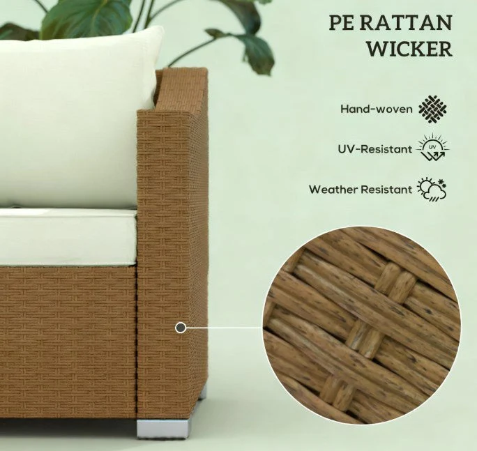 Rattan Wicker Seater Patio Couch with Cushions and Throw Pillows - Image 6