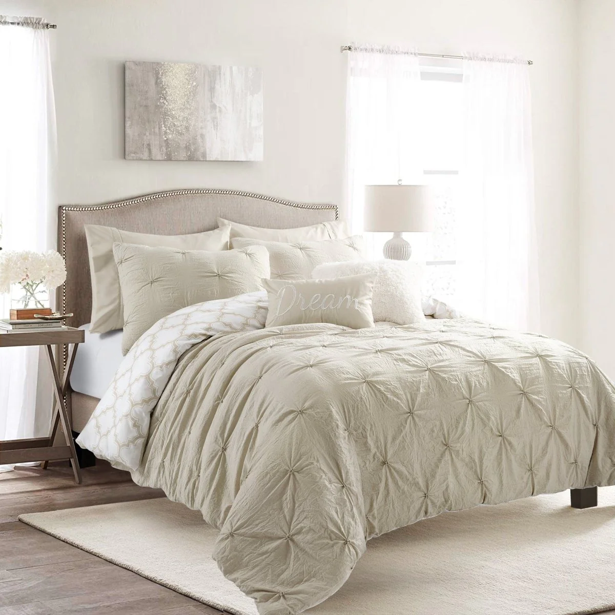 Ravello Pintuck Caroline Geo 7 Piece Comforter Set - Image 3