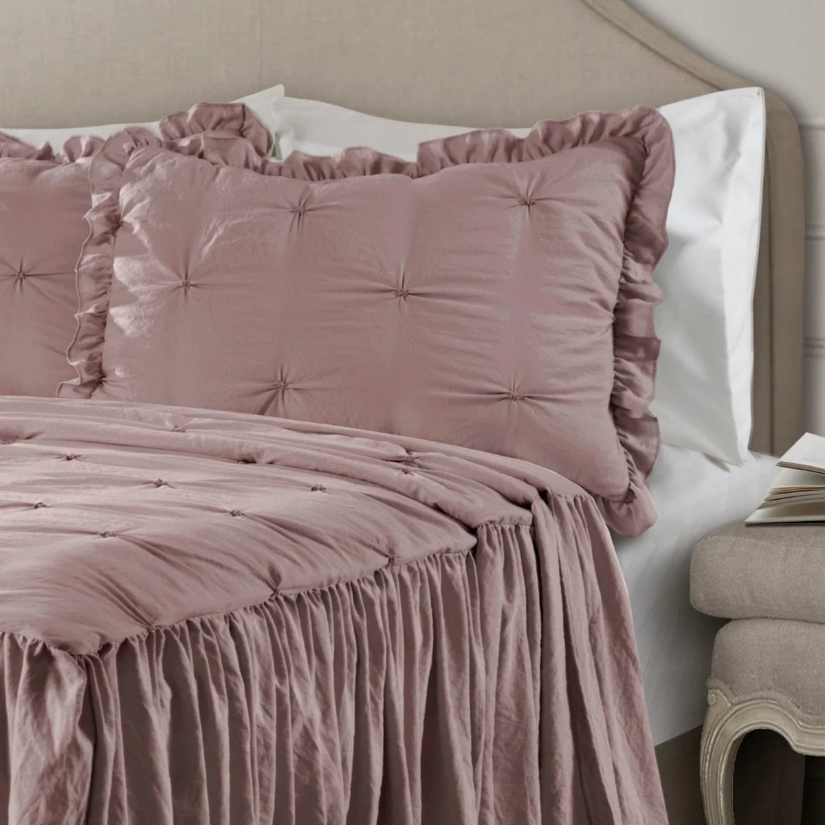 Ravello Pintuck Ruffle Skirt Bedspread Set - Image 18
