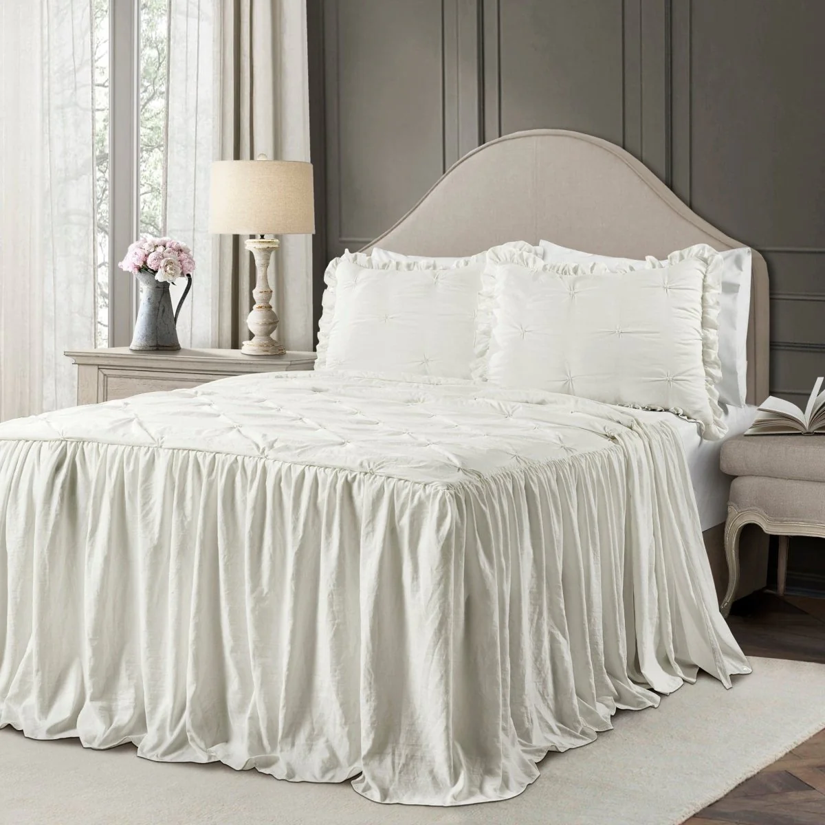 Ravello Pintuck Ruffle Skirt Bedspread Set - Image 19