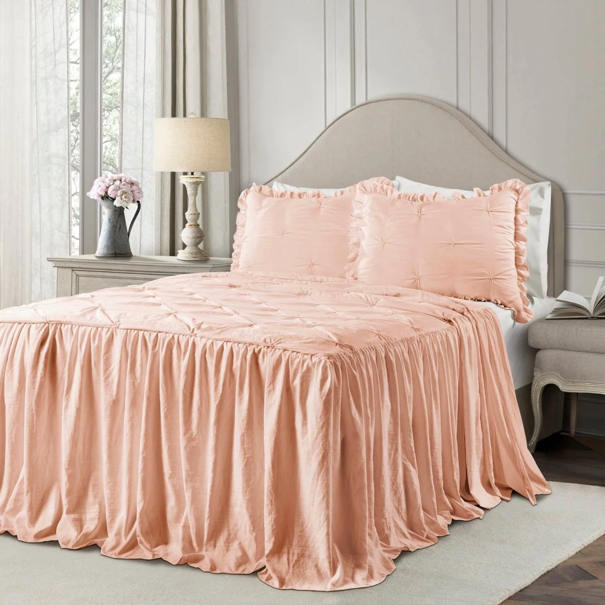 Ravello Pintuck Ruffle Skirt Bedspread Set - Image 2