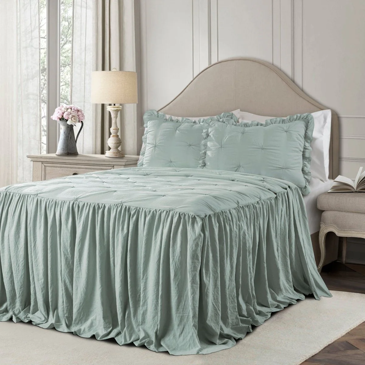 Ravello Pintuck Ruffle Skirt Bedspread Set - Image 3