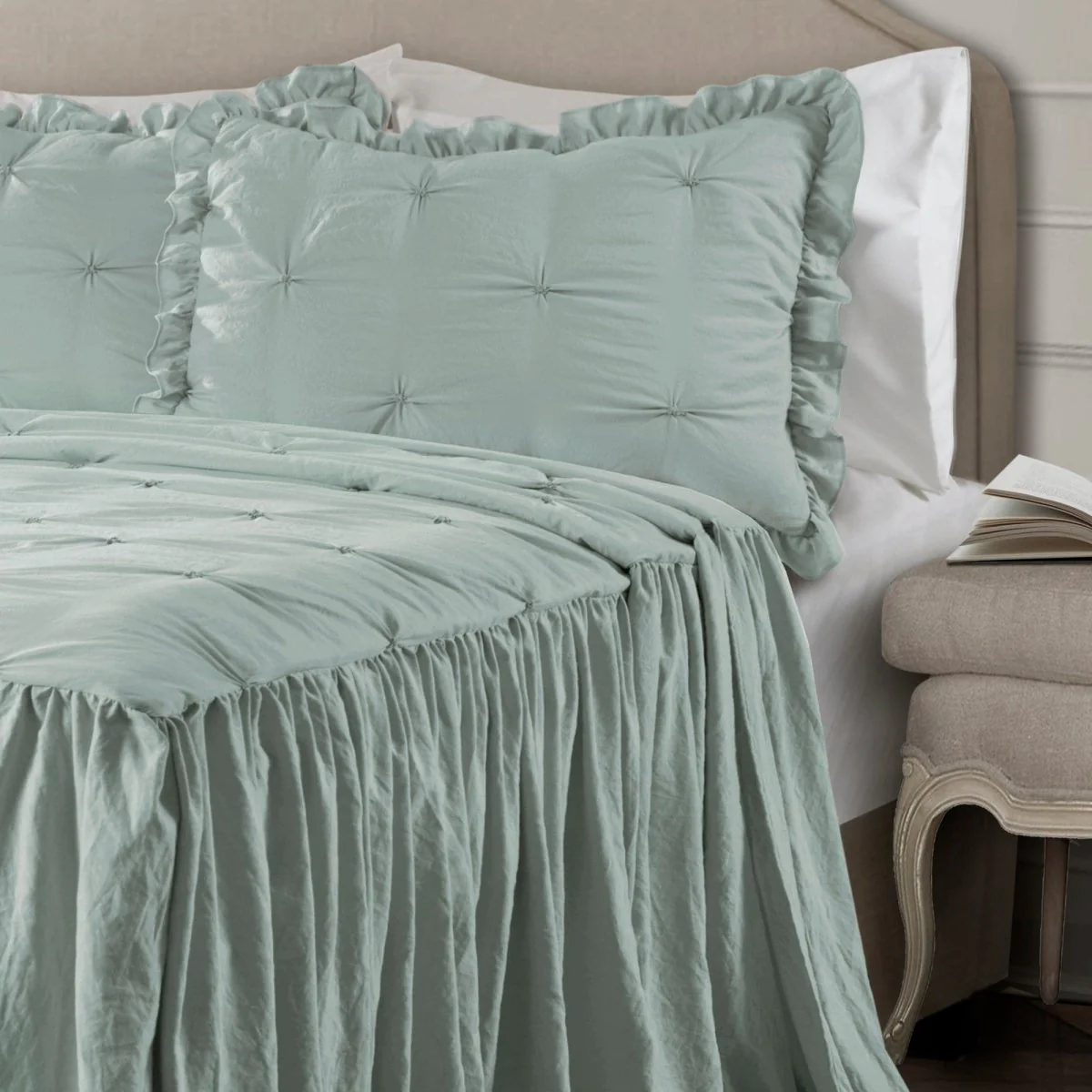 Ravello Pintuck Ruffle Skirt Bedspread Set - Image 7