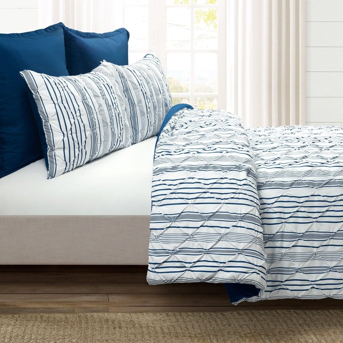 Ravello Pintuck Stripe 5 Piece Comforter Set - Image 12