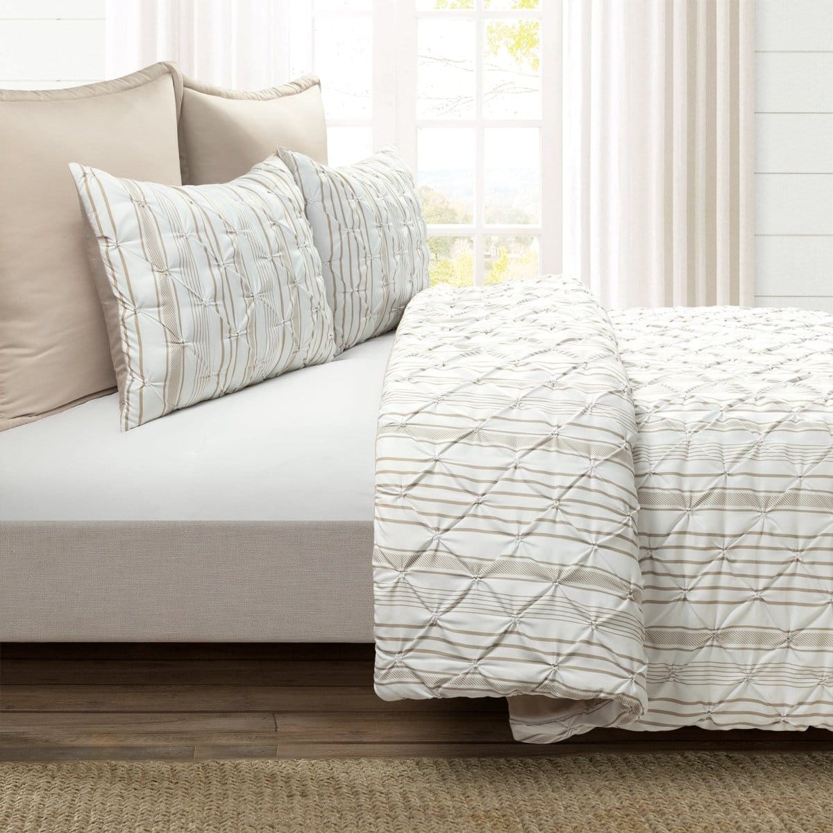 Ravello Pintuck Stripe 5 Piece Comforter Set - Image 19