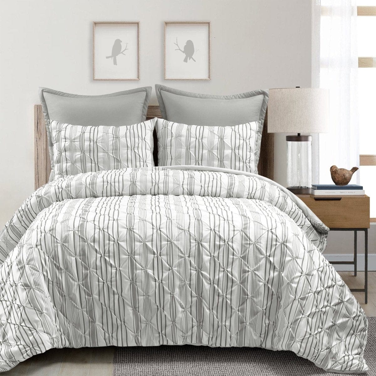 Ravello Pintuck Stripe 5 Piece Comforter Set - Image 2