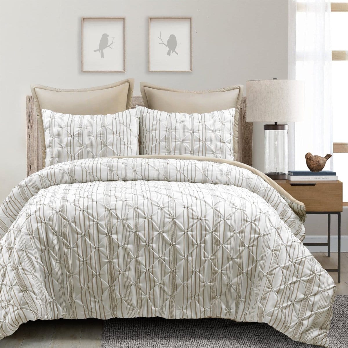 Ravello Pintuck Stripe 5 Piece Comforter Set - Image 3