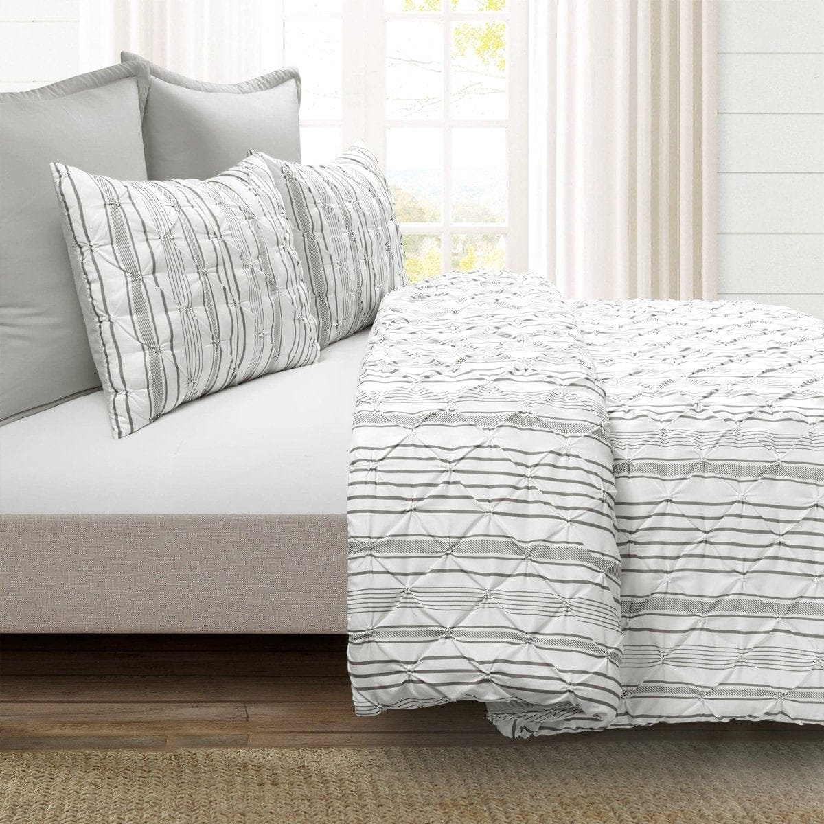Ravello Pintuck Stripe 5 Piece Comforter Set - Image 4