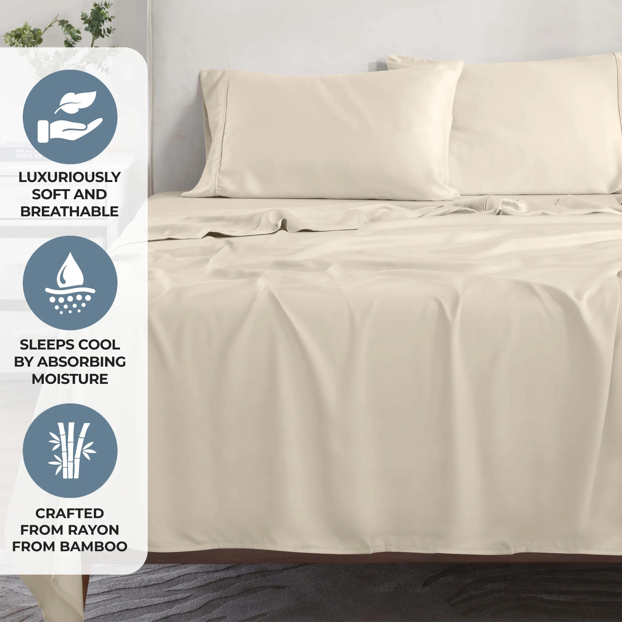 Bamboo Viscose 4-Piece Bed Sheet Set 300 Thread Count Deep Pocket - Image 12