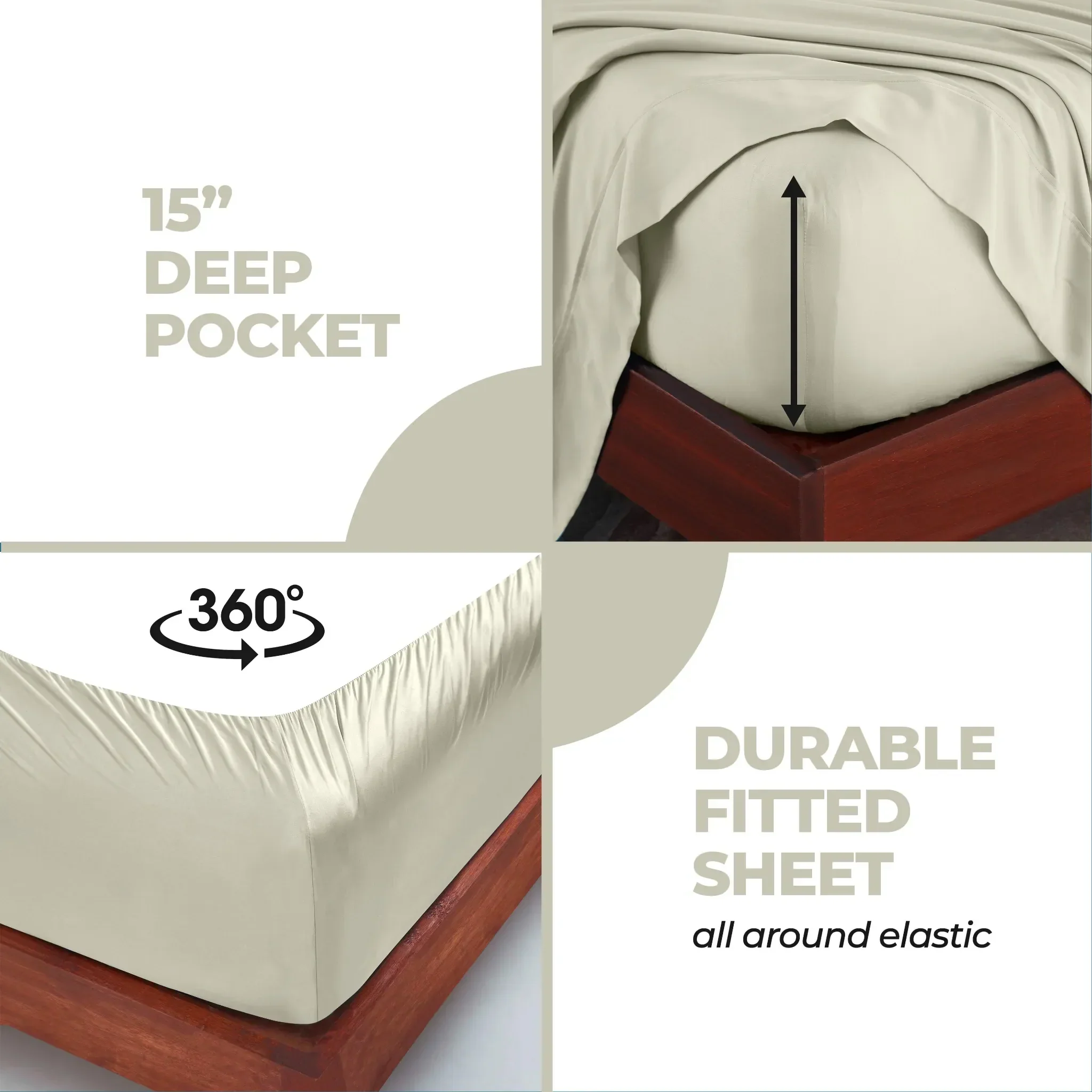 Bamboo Viscose 4-Piece Bed Sheet Set 300 Thread Count Deep Pocket - Image 16