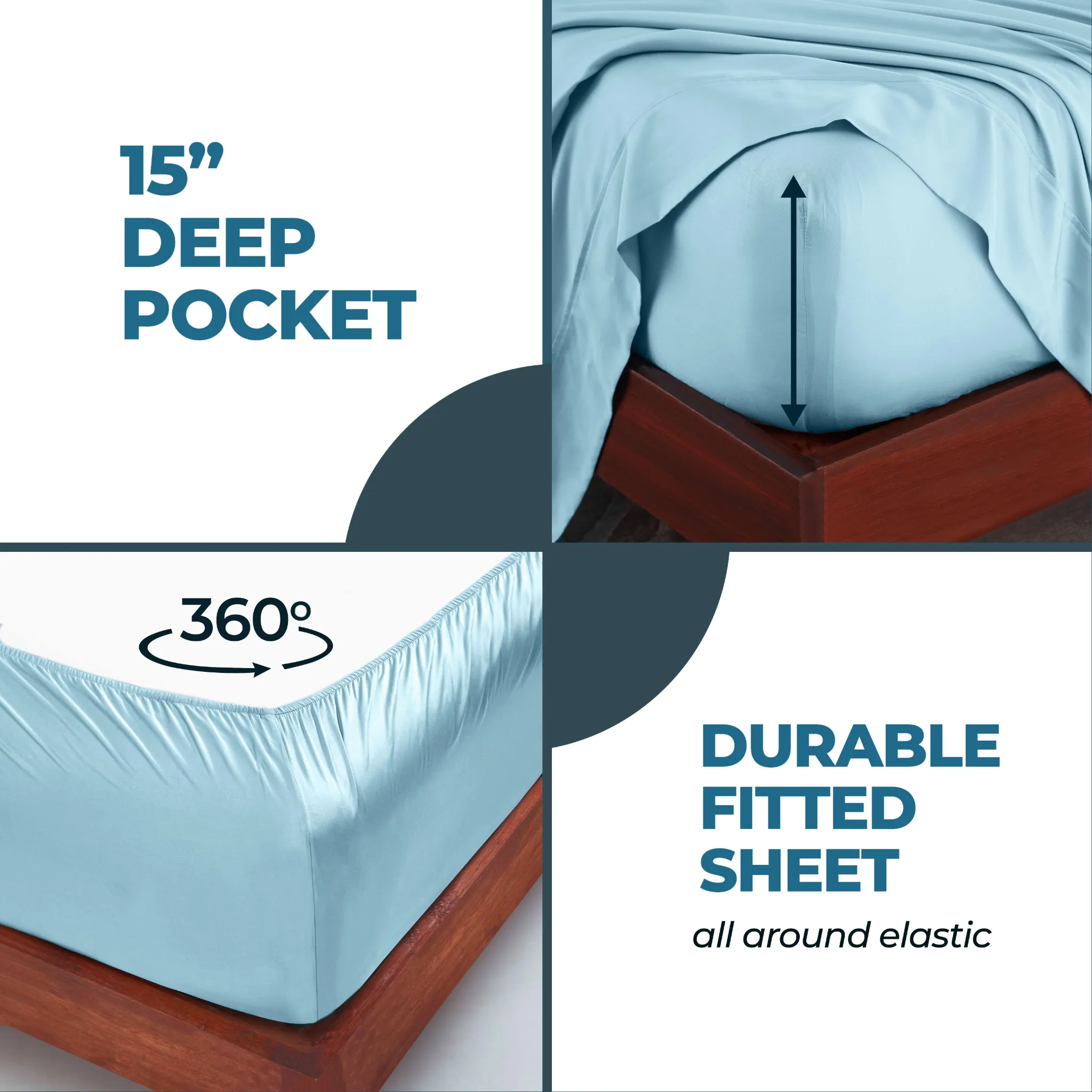 Bamboo Viscose 4-Piece Bed Sheet Set 300 Thread Count Deep Pocket - Image 25