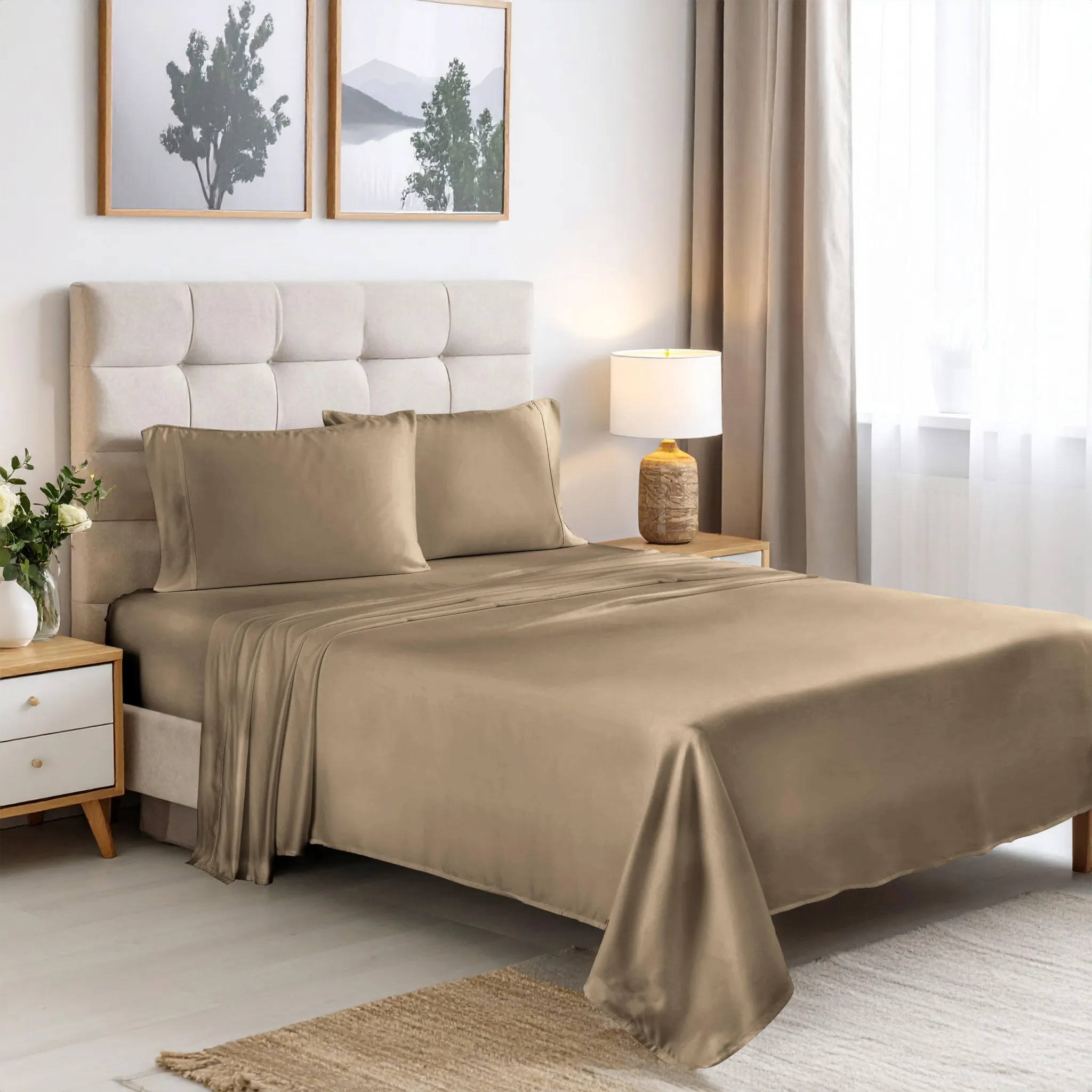 Bamboo Viscose 4-Piece Bed Sheet Set 300 Thread Count Deep Pocket - Image 28