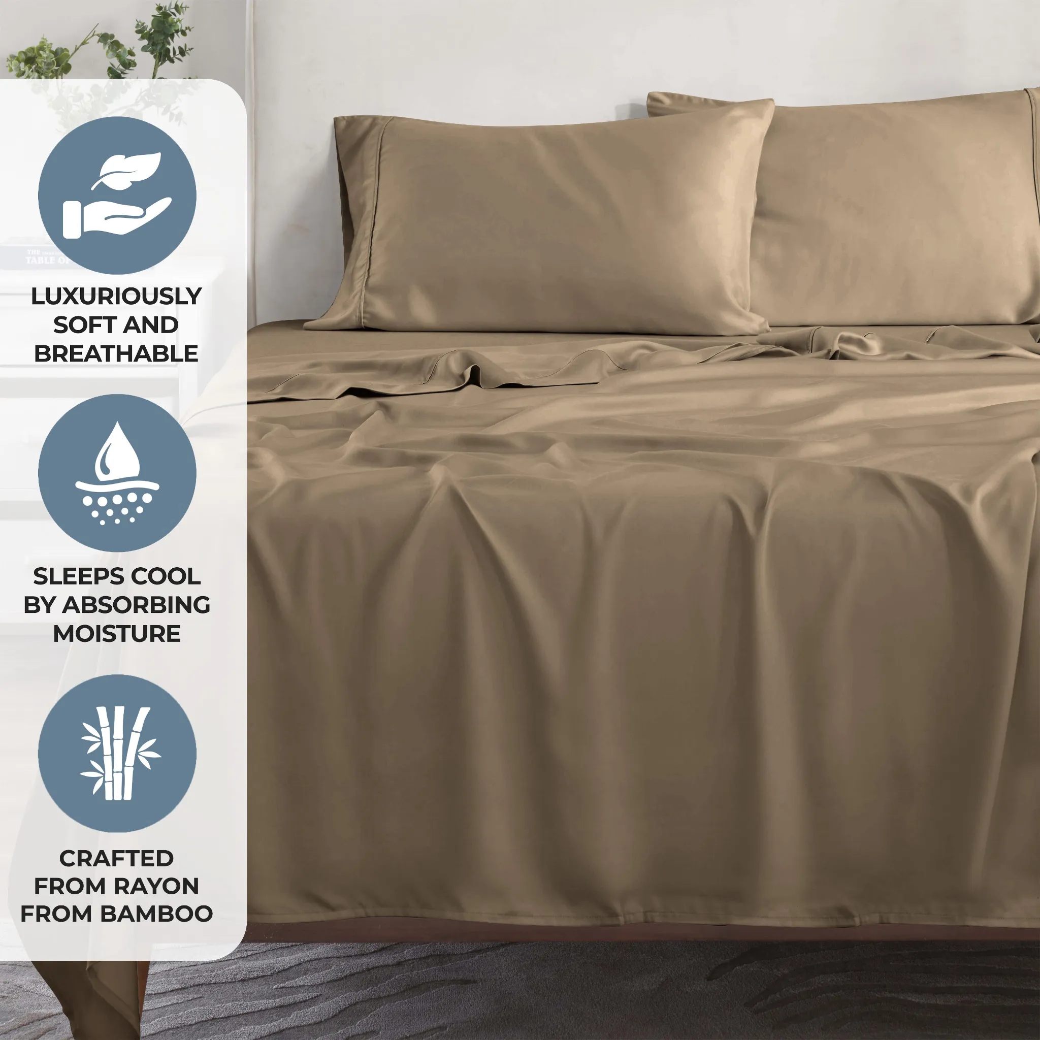 Bamboo Viscose 4-Piece Bed Sheet Set 300 Thread Count Deep Pocket - Image 30