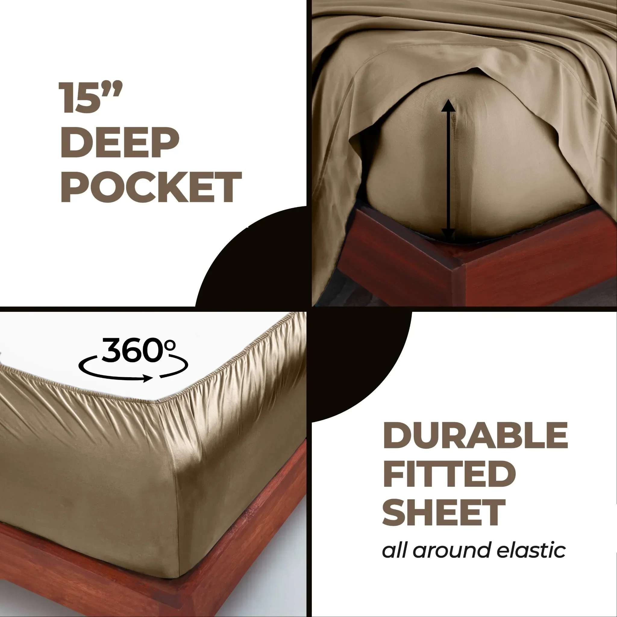 Bamboo Viscose 4-Piece Bed Sheet Set 300 Thread Count Deep Pocket - Image 34
