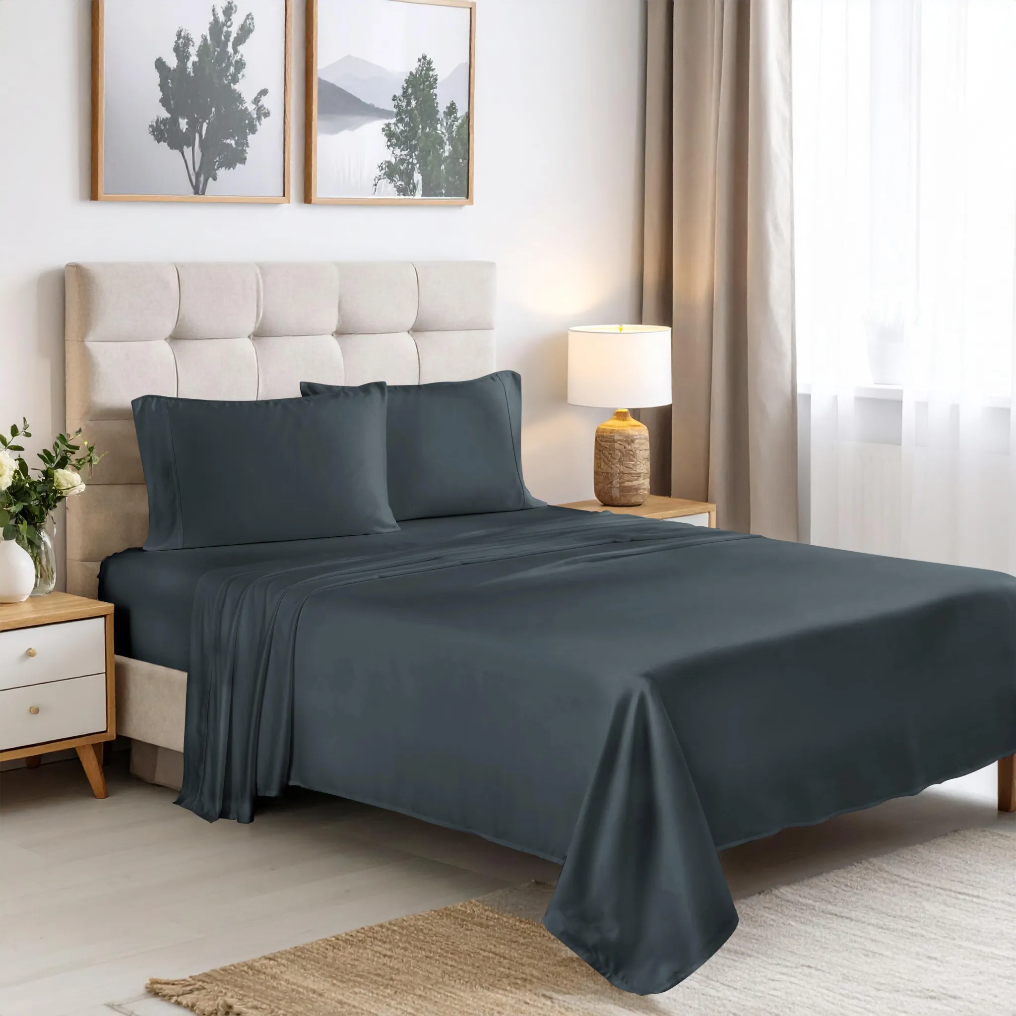 Bamboo Viscose 4-Piece Bed Sheet Set 300 Thread Count Deep Pocket - Image 37