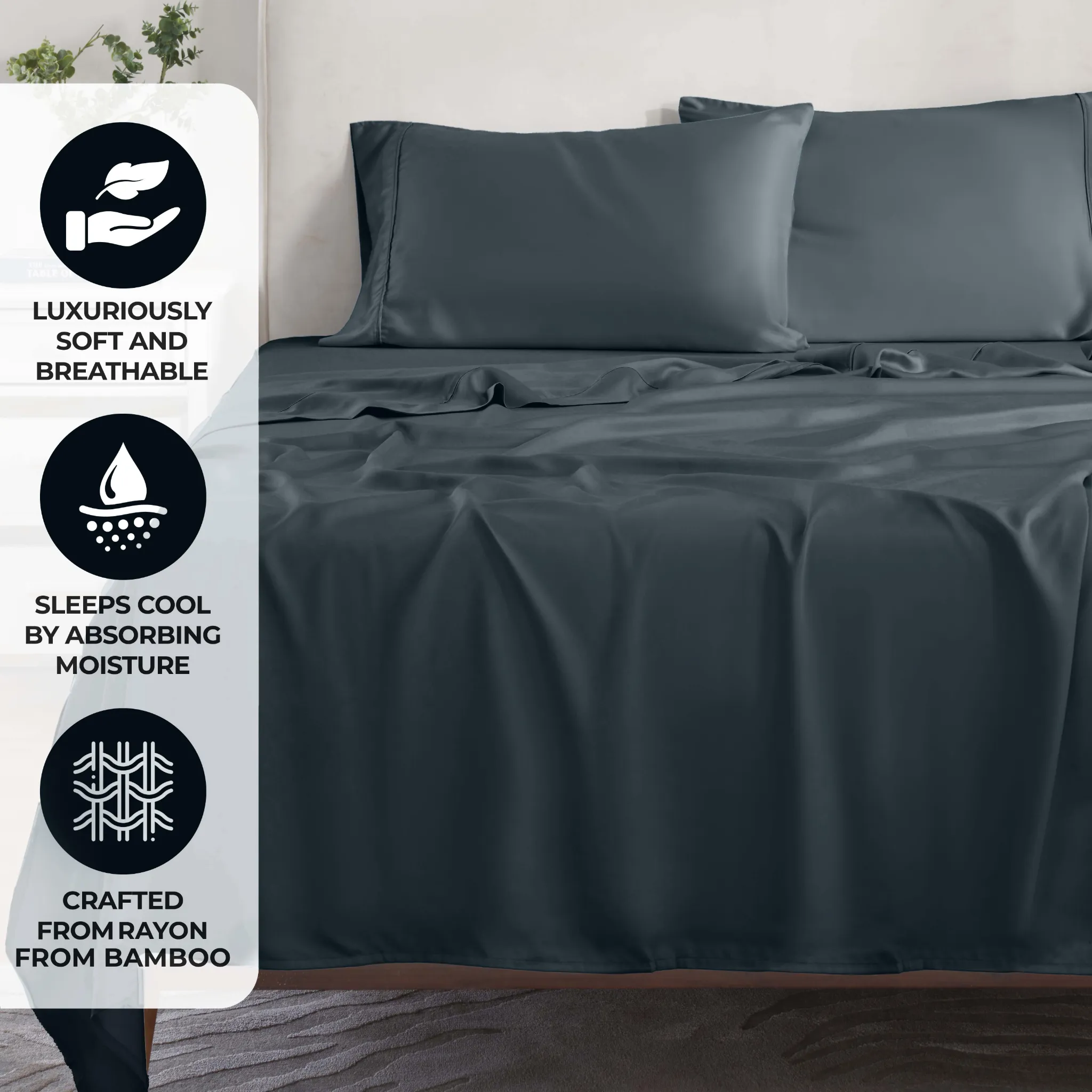 Bamboo Viscose 4-Piece Bed Sheet Set 300 Thread Count Deep Pocket - Image 39