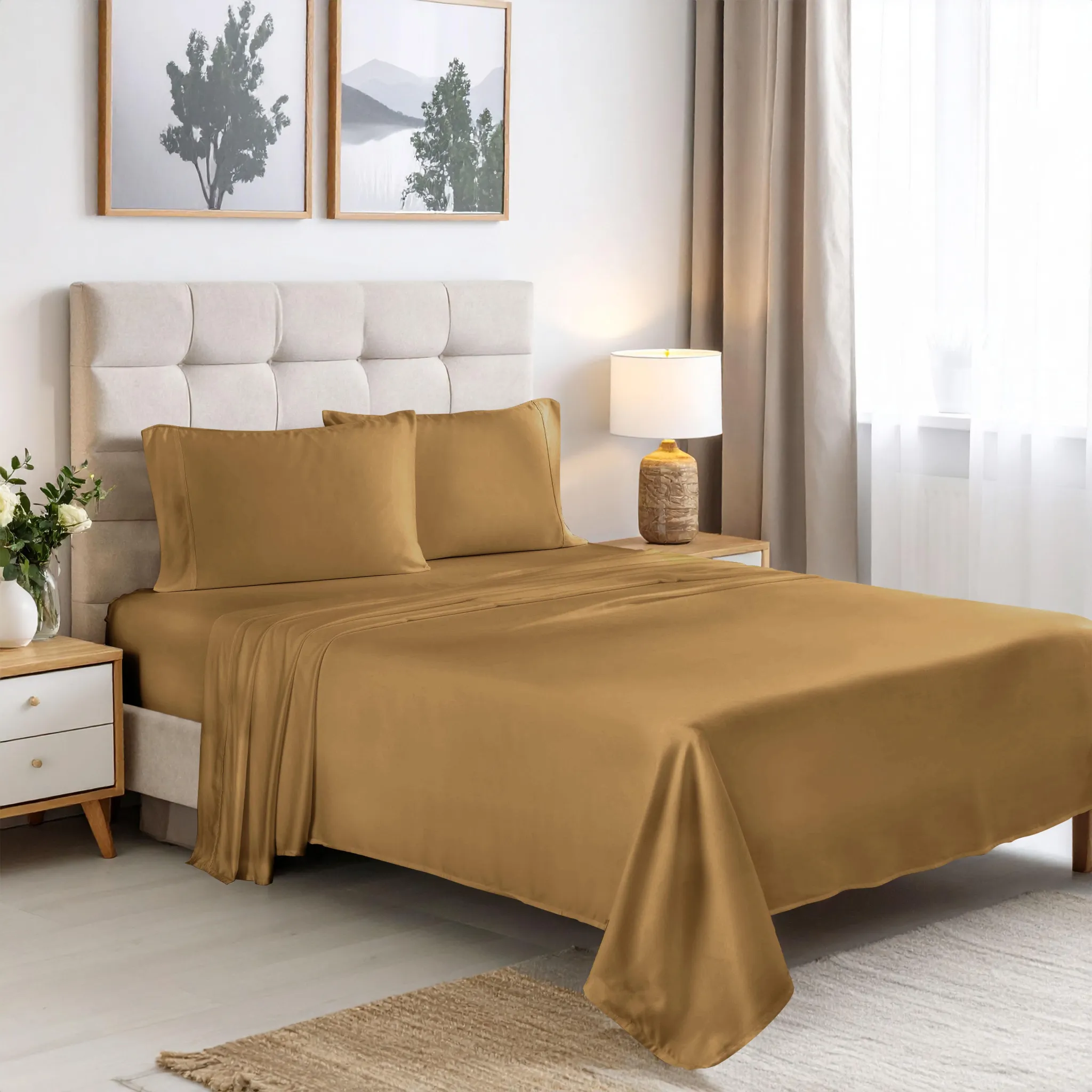 Bamboo Viscose 4-Piece Bed Sheet Set 300 Thread Count Deep Pocket - Image 46