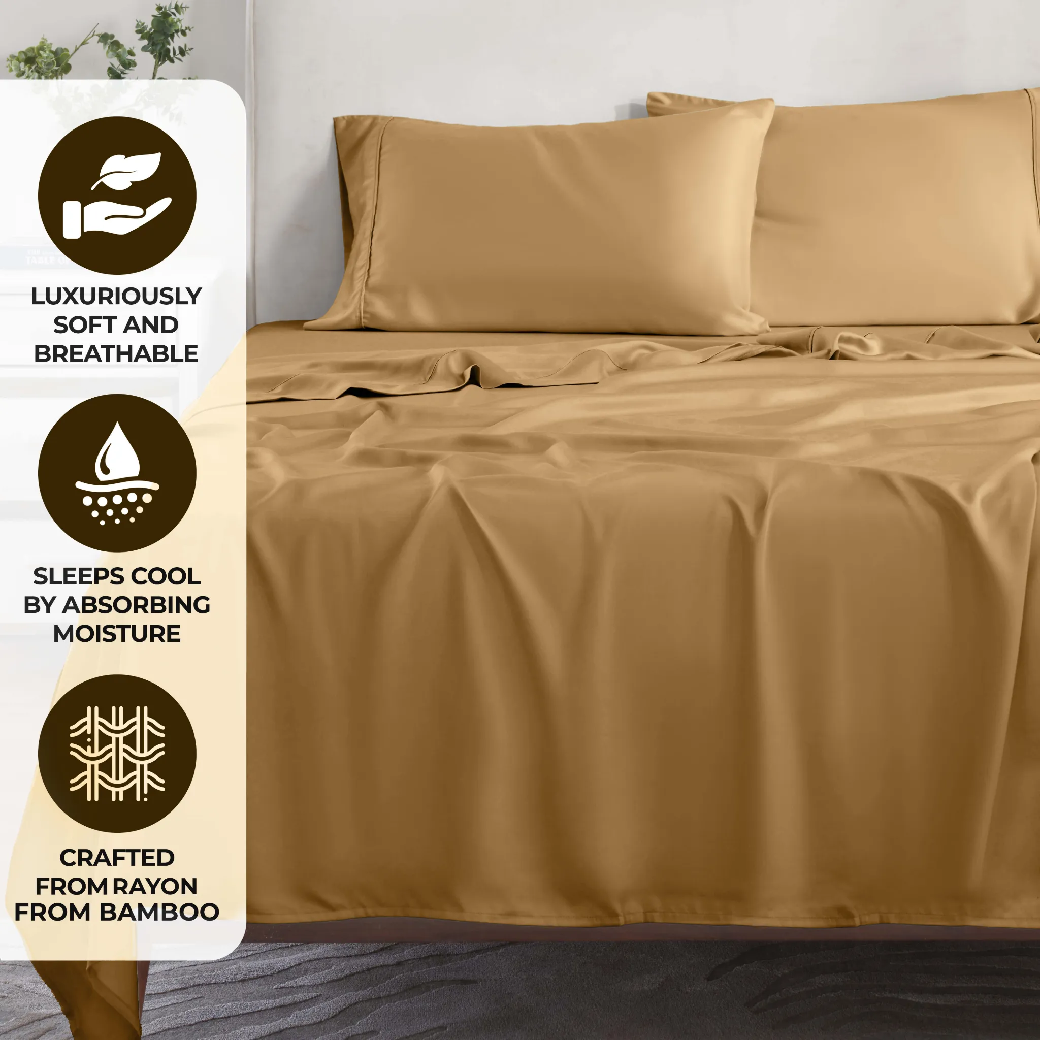 Bamboo Viscose 4-Piece Bed Sheet Set 300 Thread Count Deep Pocket - Image 48