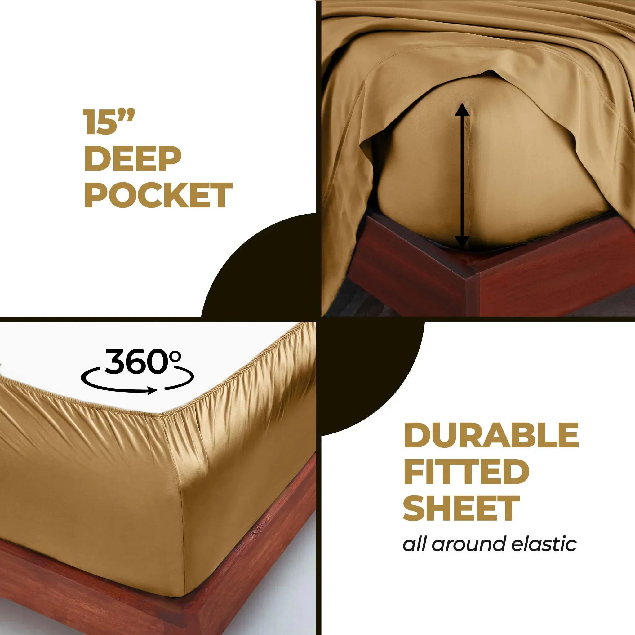 Bamboo Viscose 4-Piece Bed Sheet Set 300 Thread Count Deep Pocket - Image 52