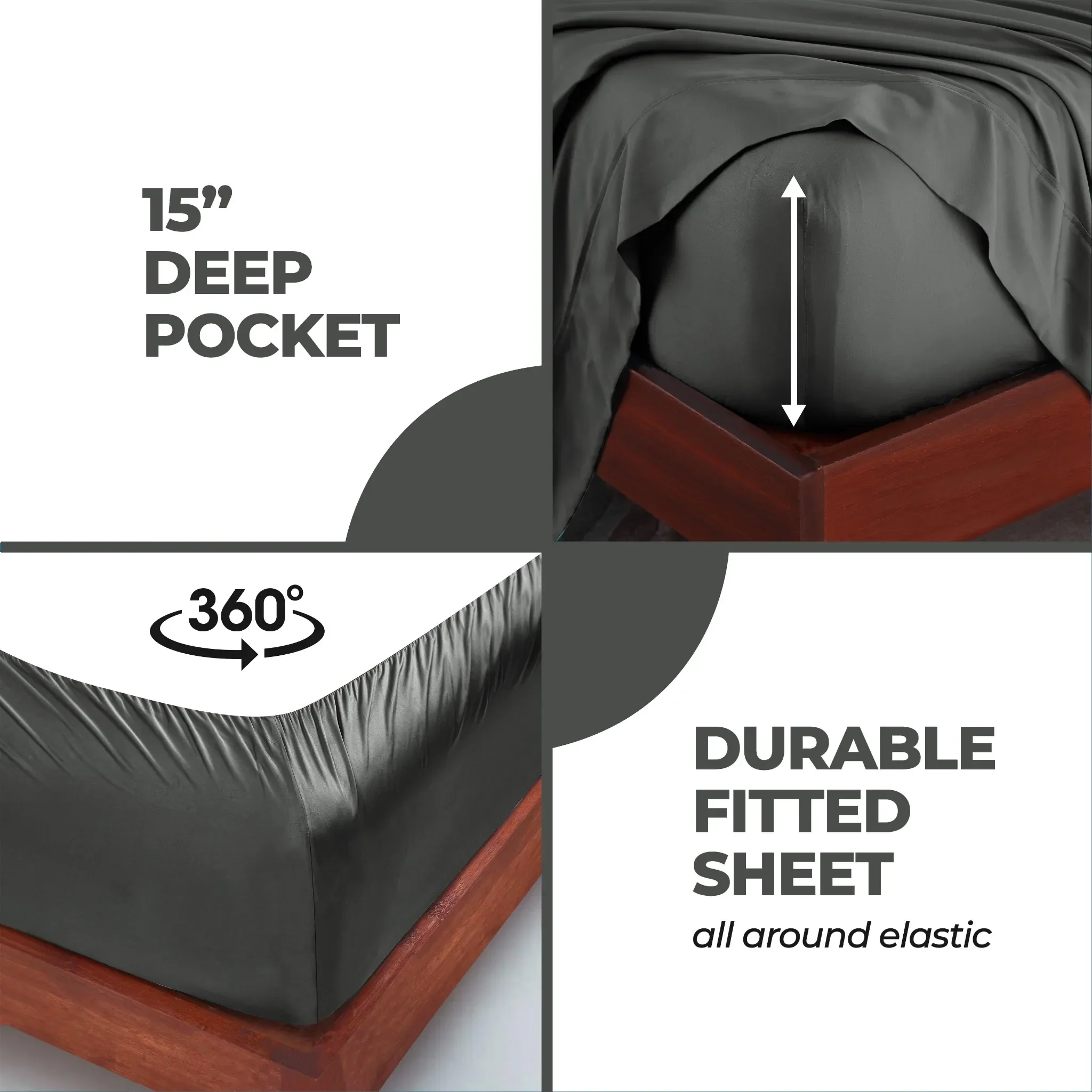 Bamboo Viscose 4-Piece Bed Sheet Set 300 Thread Count Deep Pocket - Image 61
