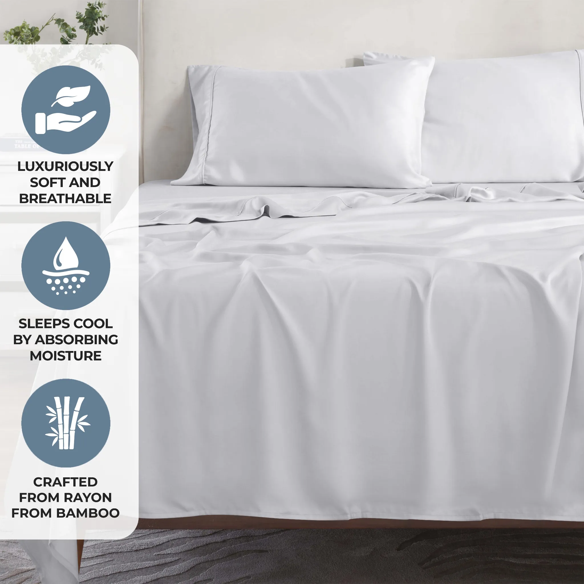 Bamboo Viscose 4-Piece Bed Sheet Set 300 Thread Count Deep Pocket - Image 66