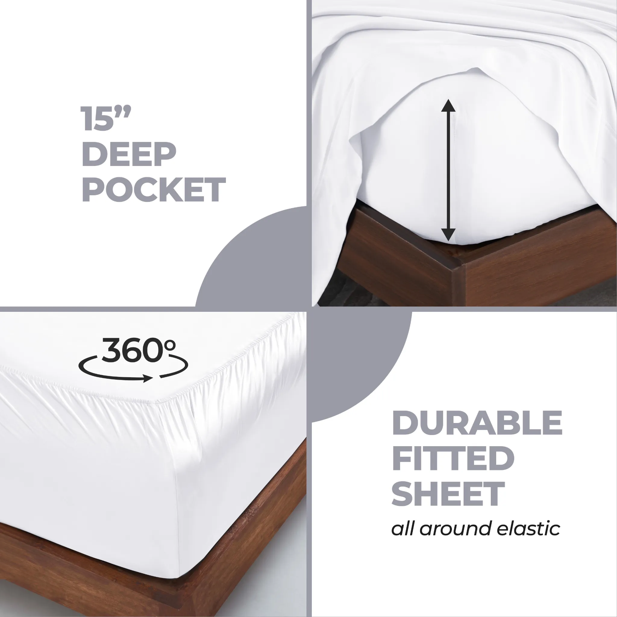 Bamboo Viscose 4-Piece Bed Sheet Set 300 Thread Count Deep Pocket - Image 7