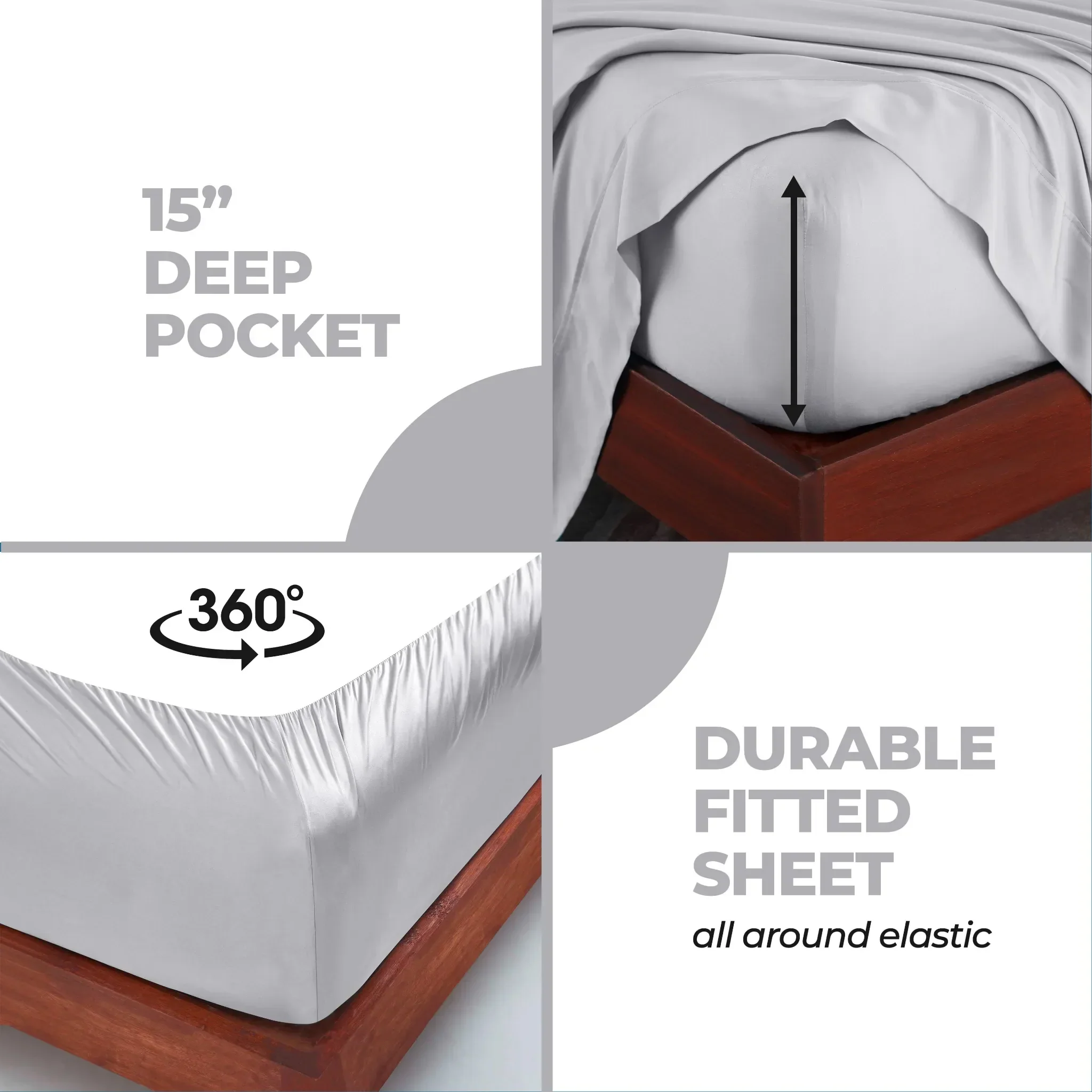 Bamboo Viscose 4-Piece Bed Sheet Set 300 Thread Count Deep Pocket - Image 70